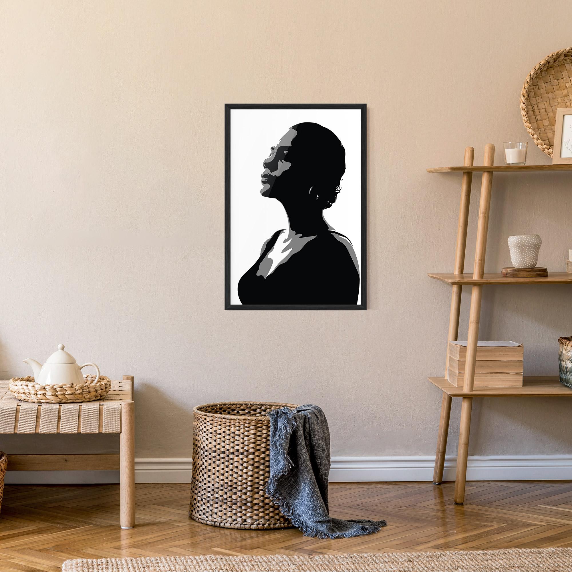 Gerahmte Poster Black Woman Shilouette mockup 9