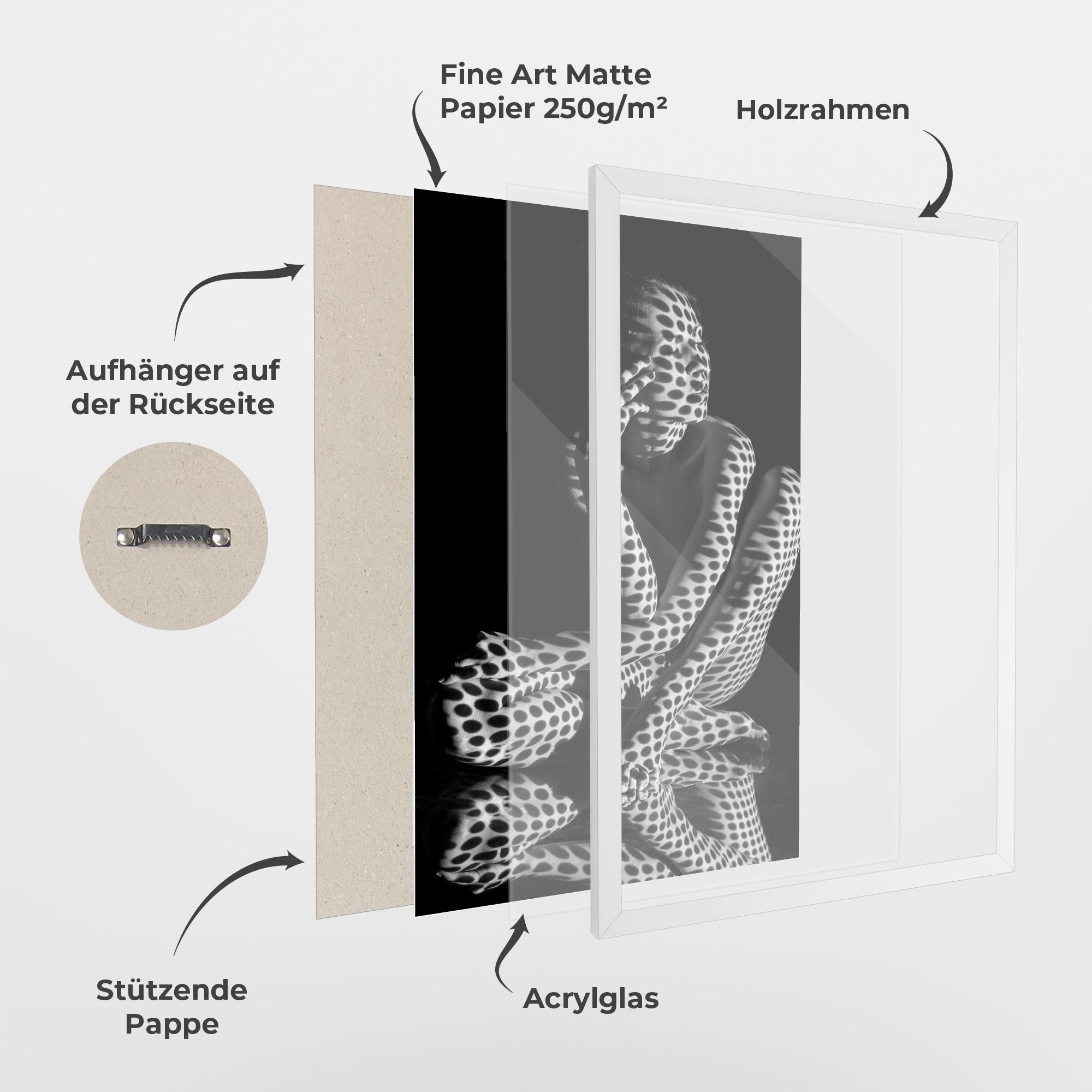 Gerahmte Poster Black White Pattern Woman mockup 1