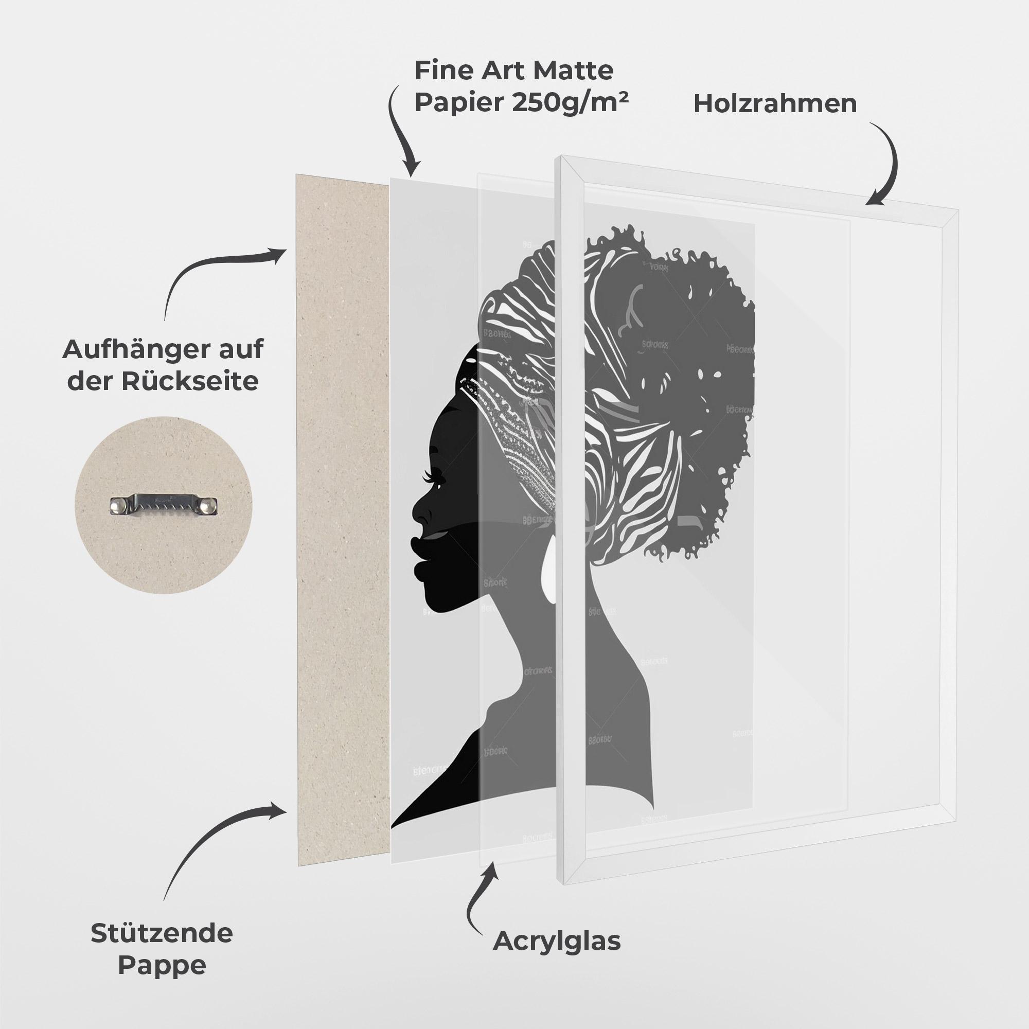 Gerahmte Poster Black Woman Silhouette mockup 1