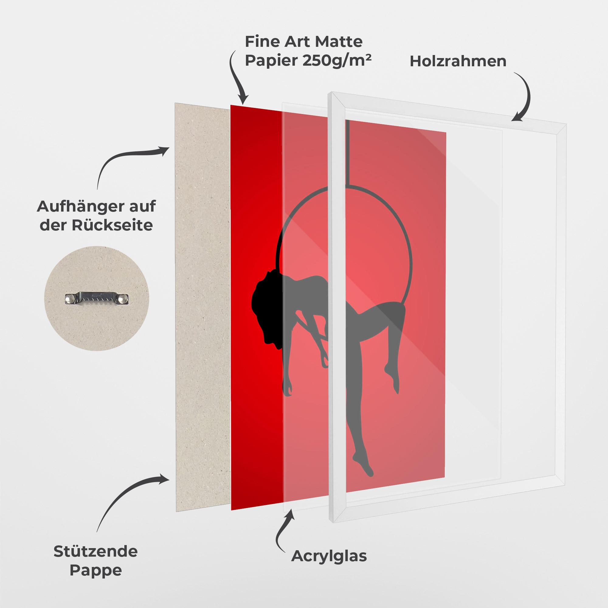 Gerahmte Poster Dancer Shilouette mockup 1