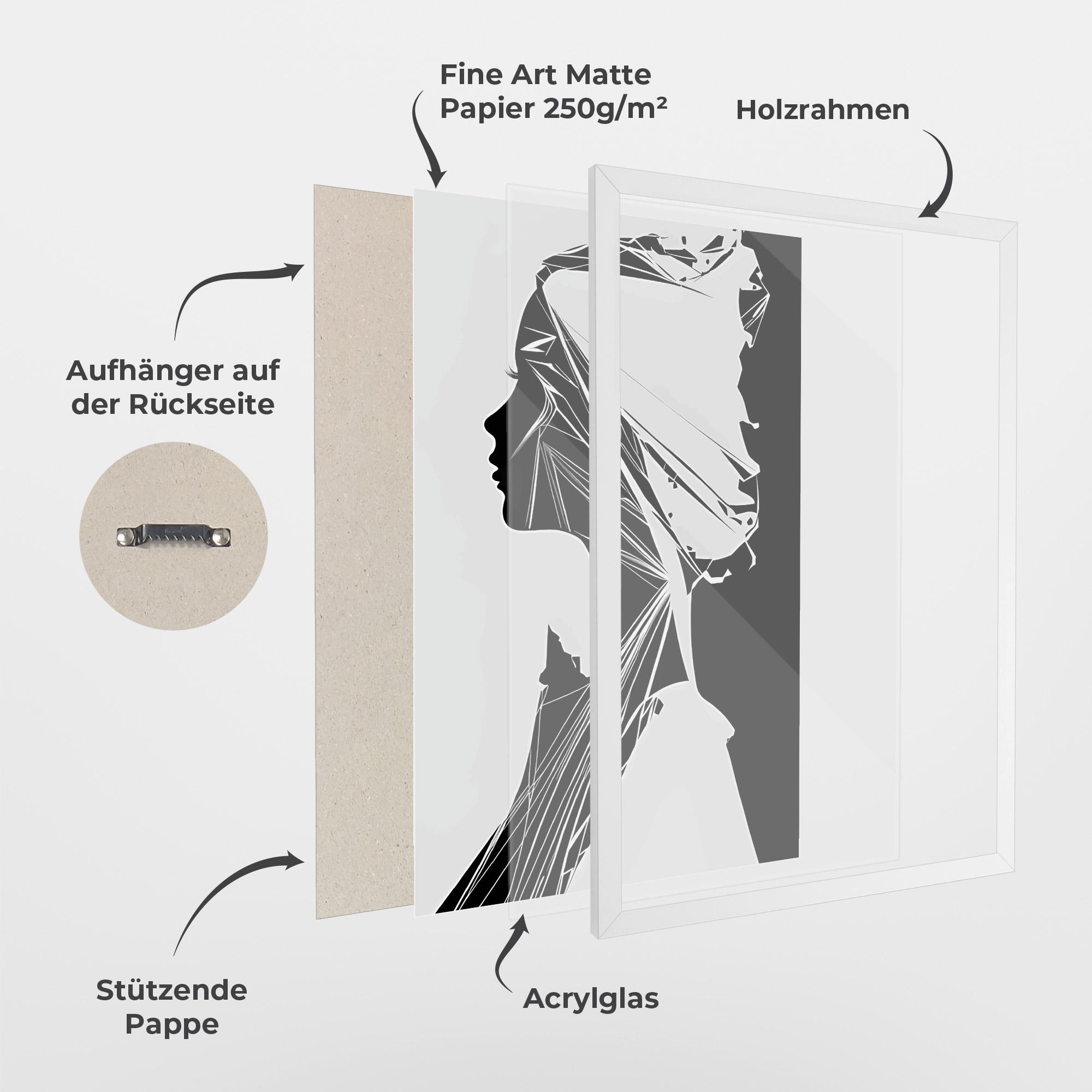 Gerahmte Poster Girl Shilouette Art mockup 1