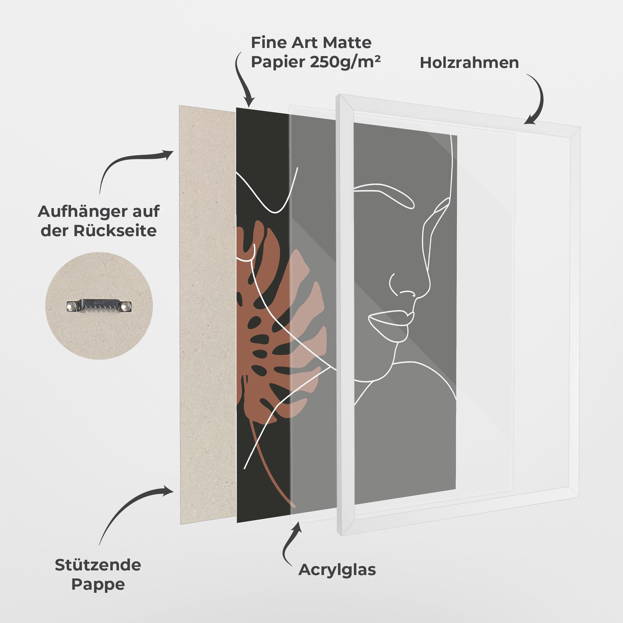 Gerahmte Poster White Line Woman mockup 1