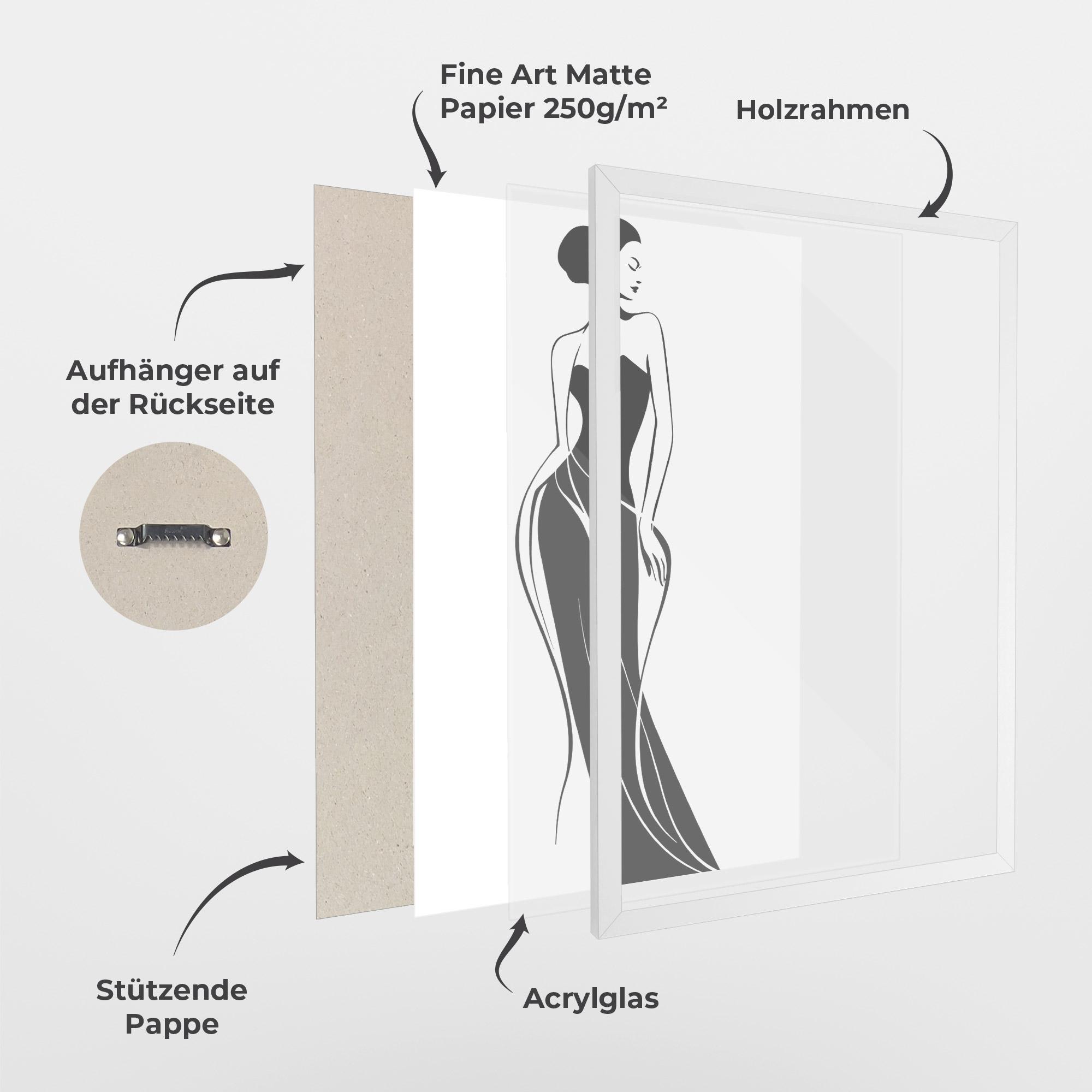 Gerahmte Poster Woman Shape Line mockup 1