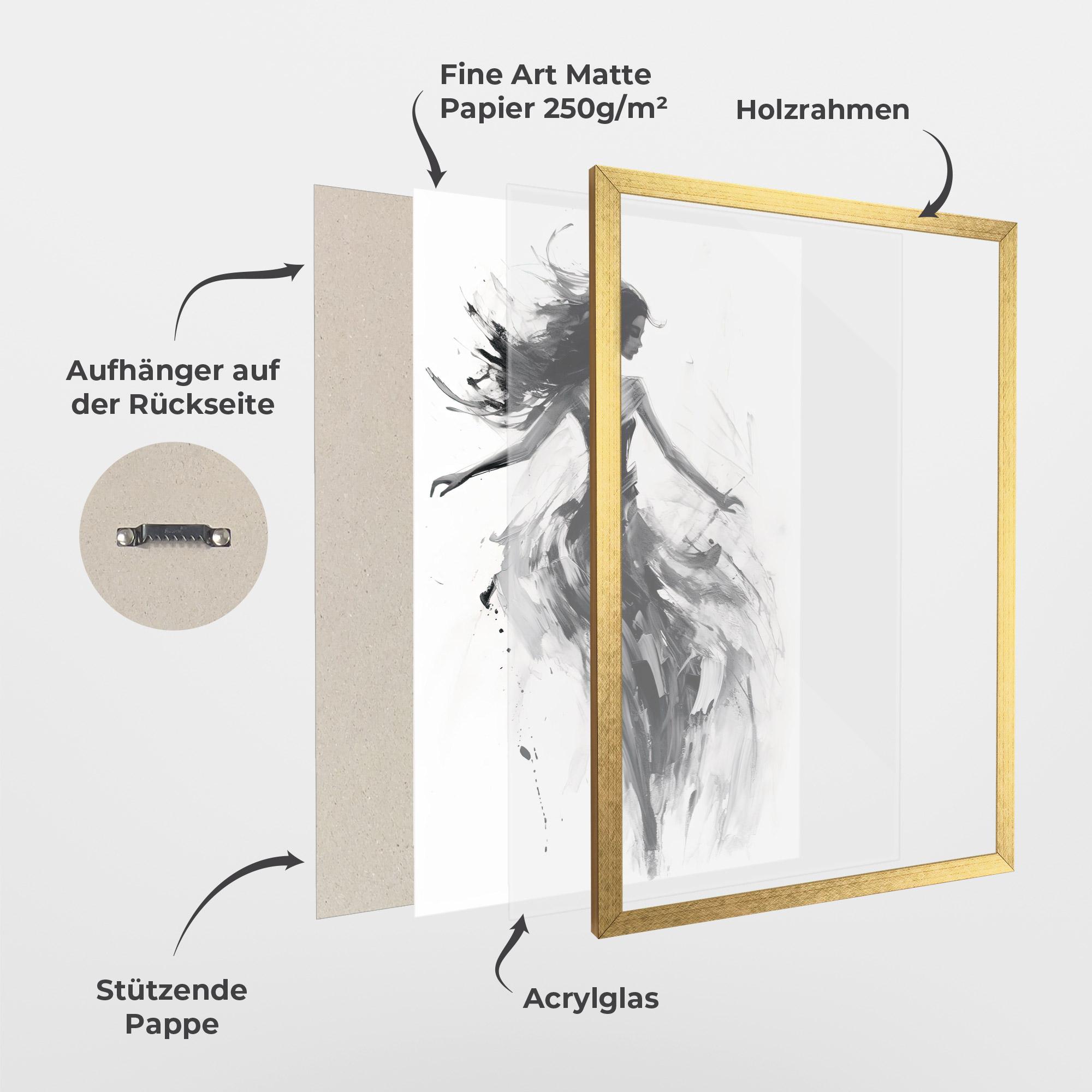 Gerahmte Poster Black Ink Woman mockup 1