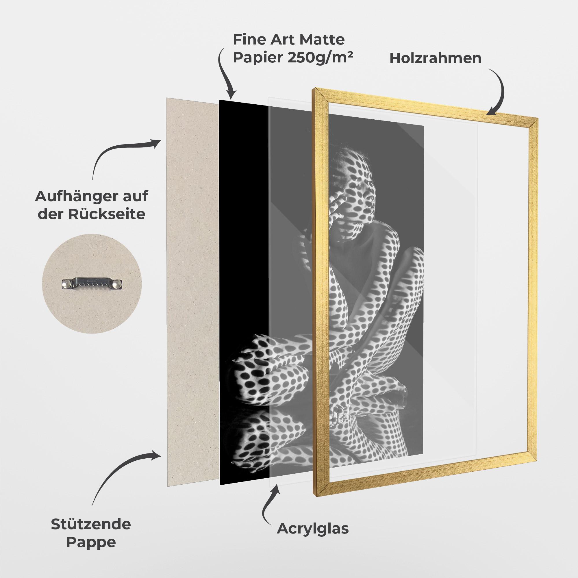 Gerahmte Poster Black White Pattern Woman mockup 1