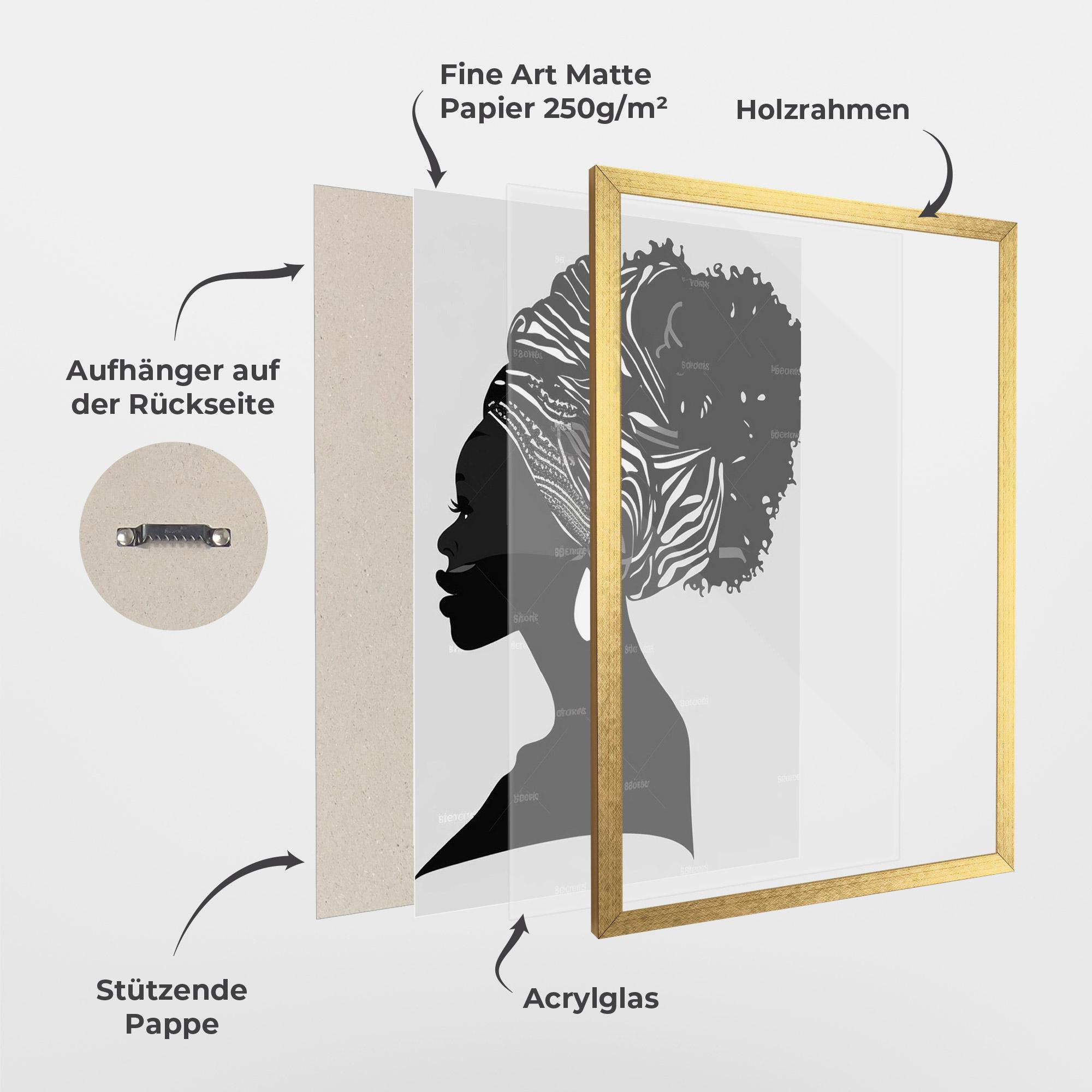 Gerahmte Poster Black Woman Silhouette mockup 1