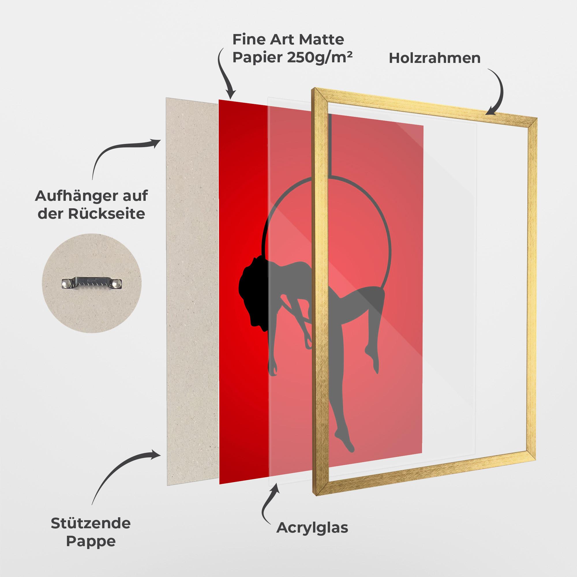 Gerahmte Poster Dancer Shilouette mockup 1