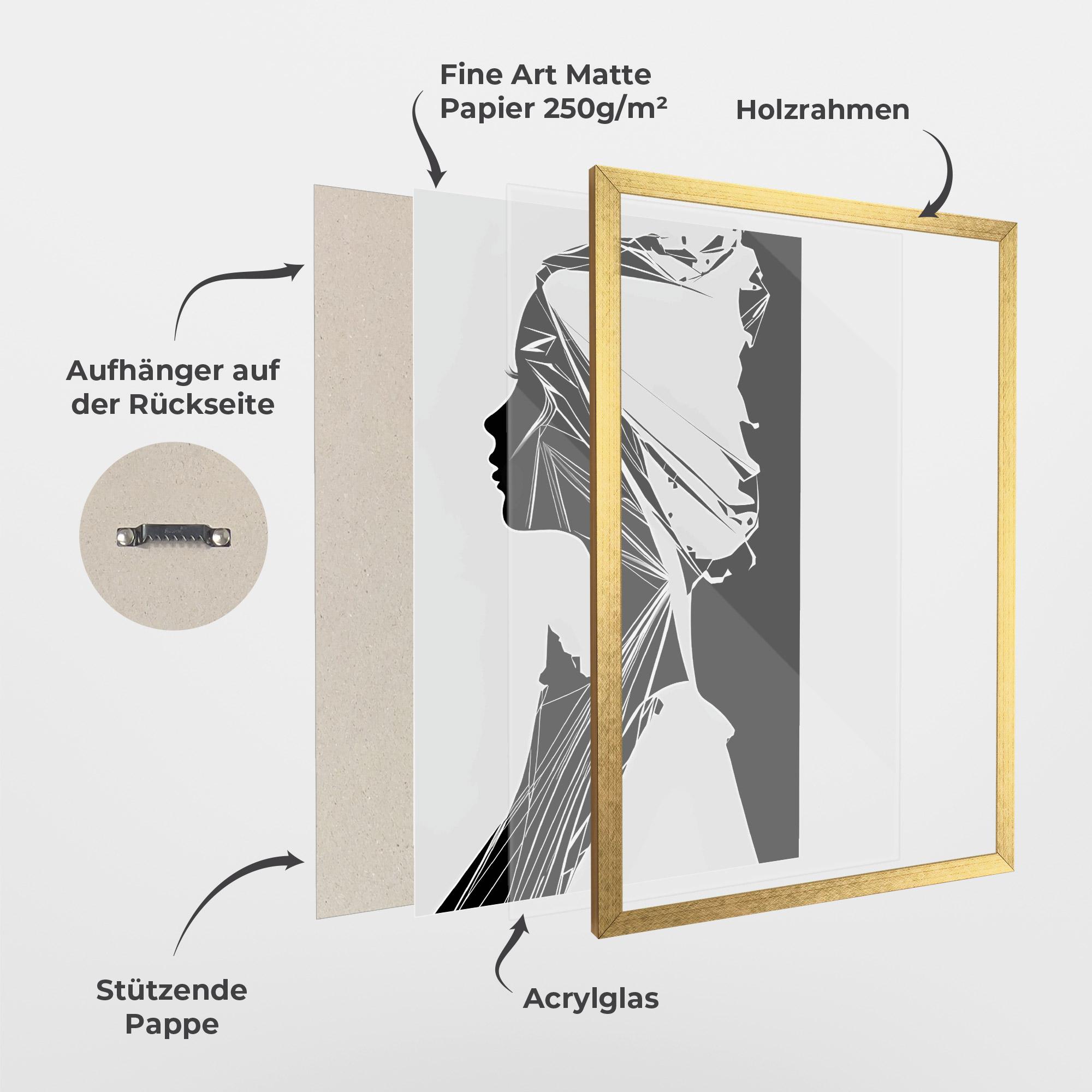 Gerahmte Poster Girl Shilouette Art mockup 1