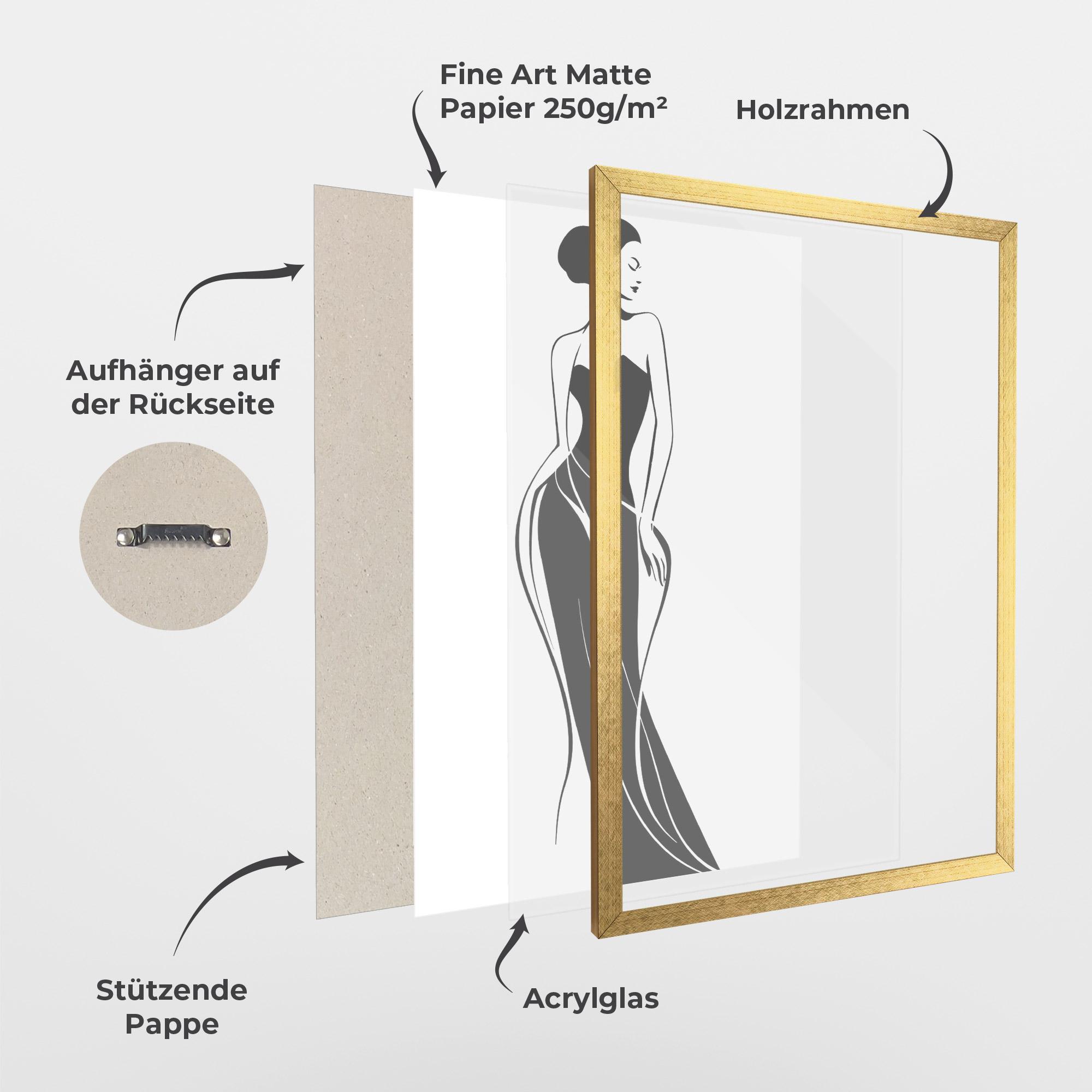 Gerahmte Poster Woman Shape Line mockup 1