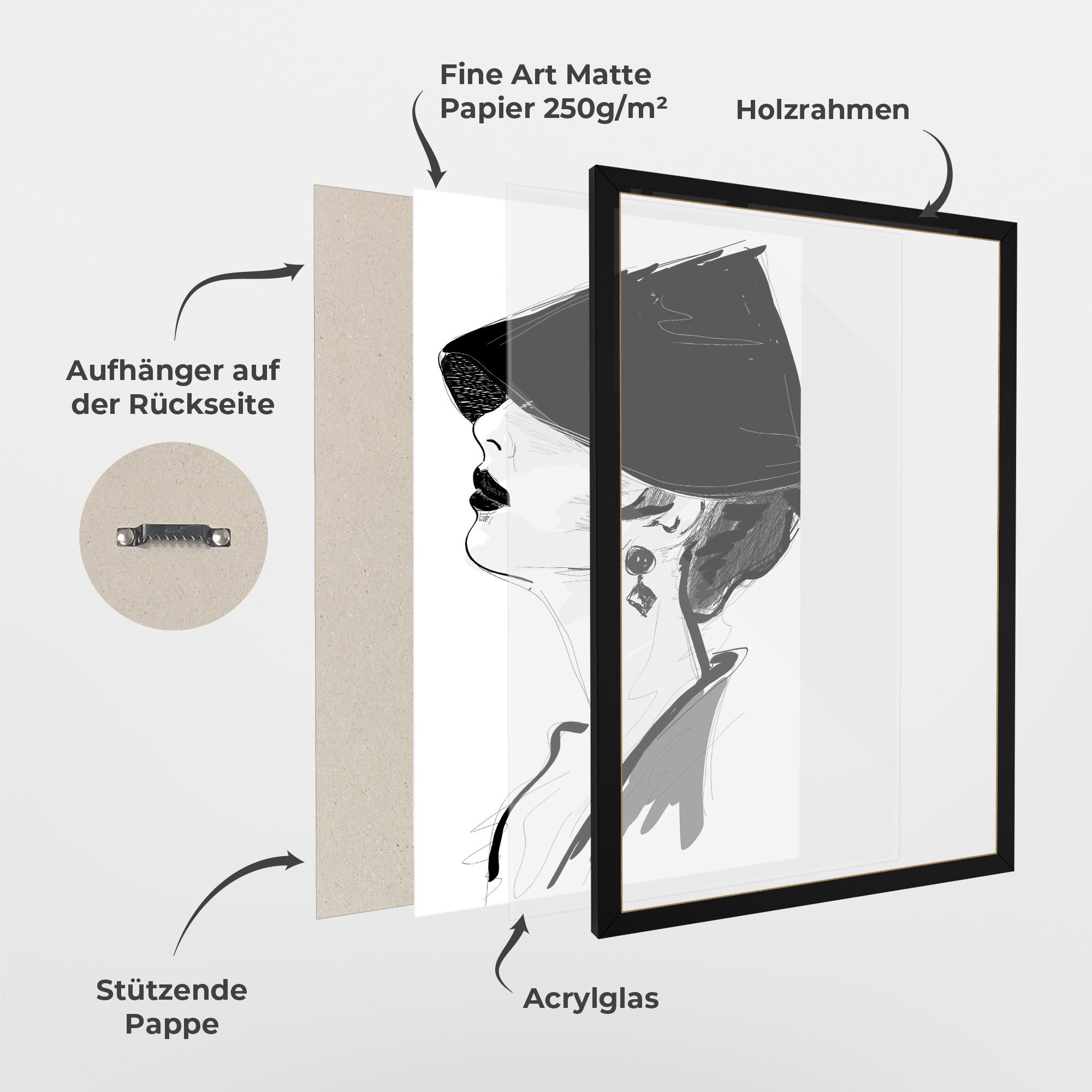 Gerahmte Poster Asian Shilouette mockup 1