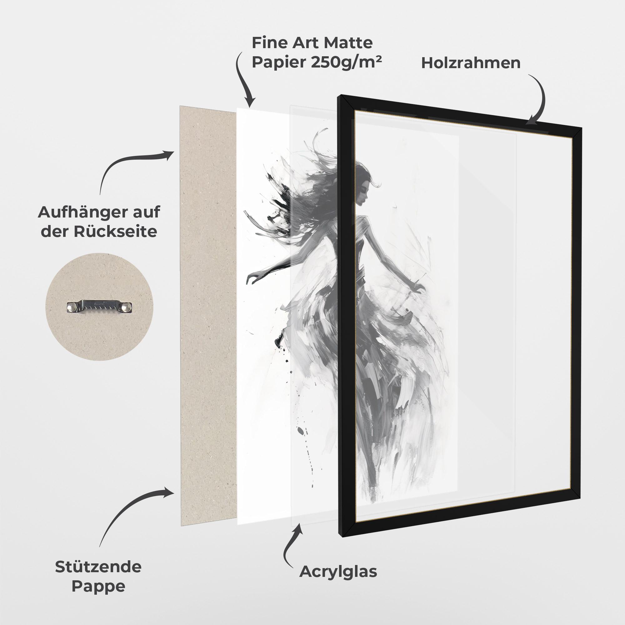 Gerahmte Poster Black Ink Woman mockup 1