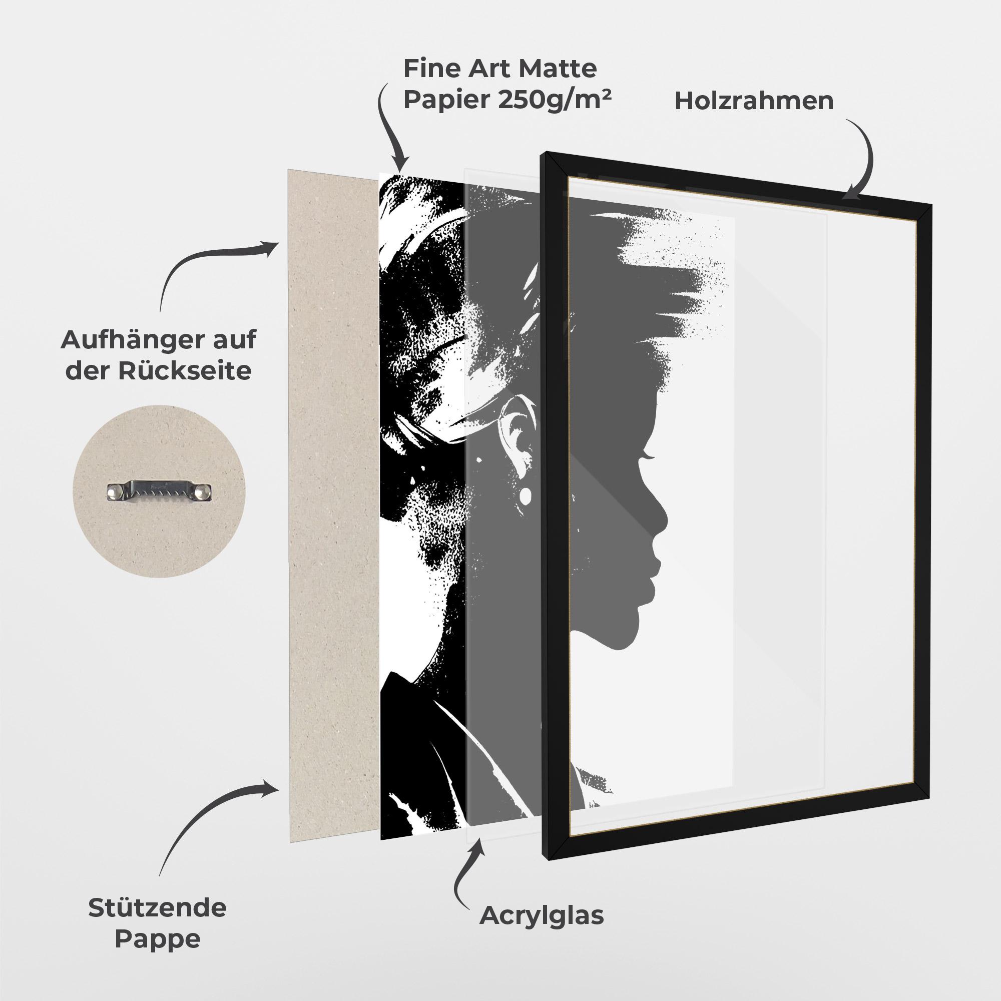 Gerahmte Poster Black Silhouette mockup 1