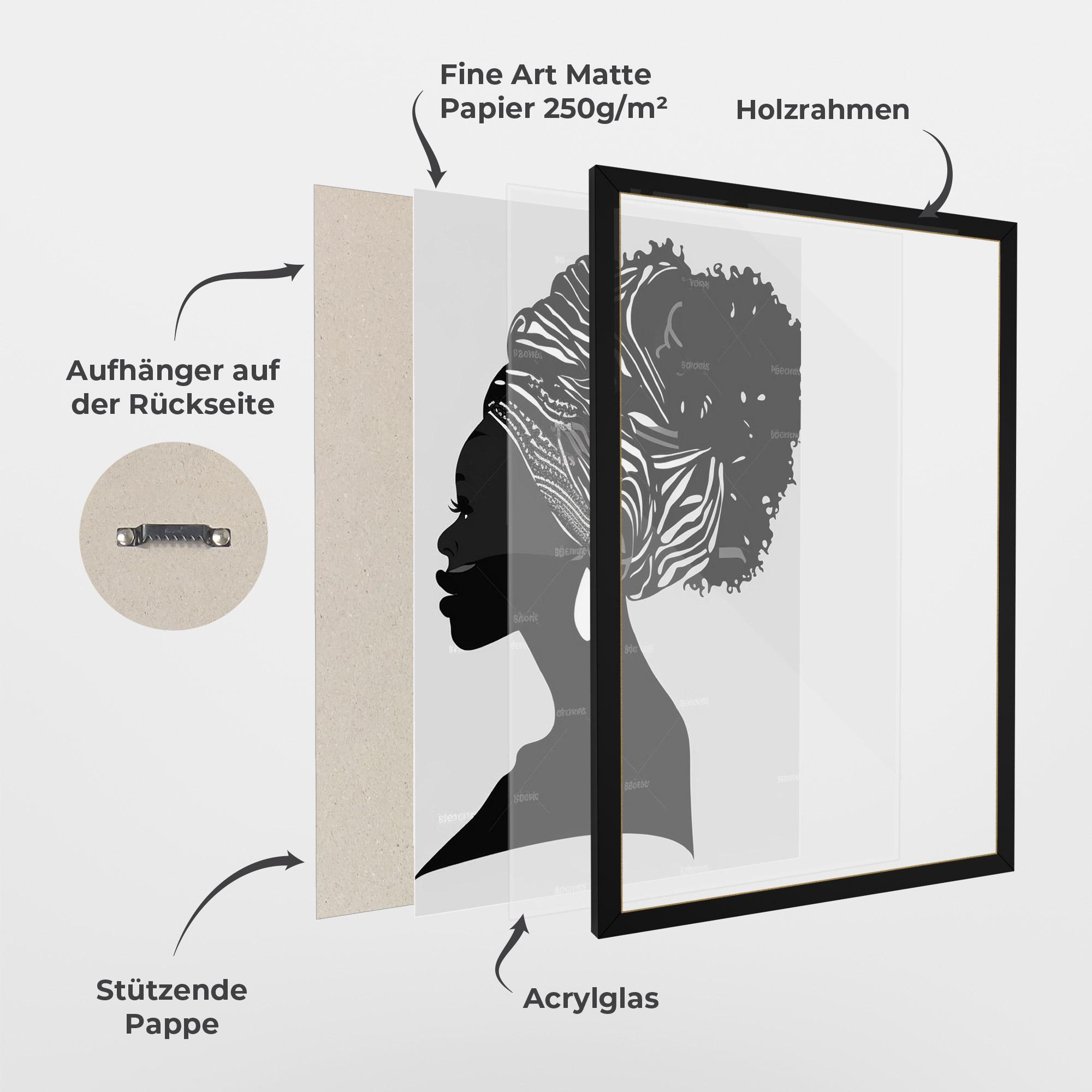 Gerahmte Poster Black Woman Silhouette mockup 1