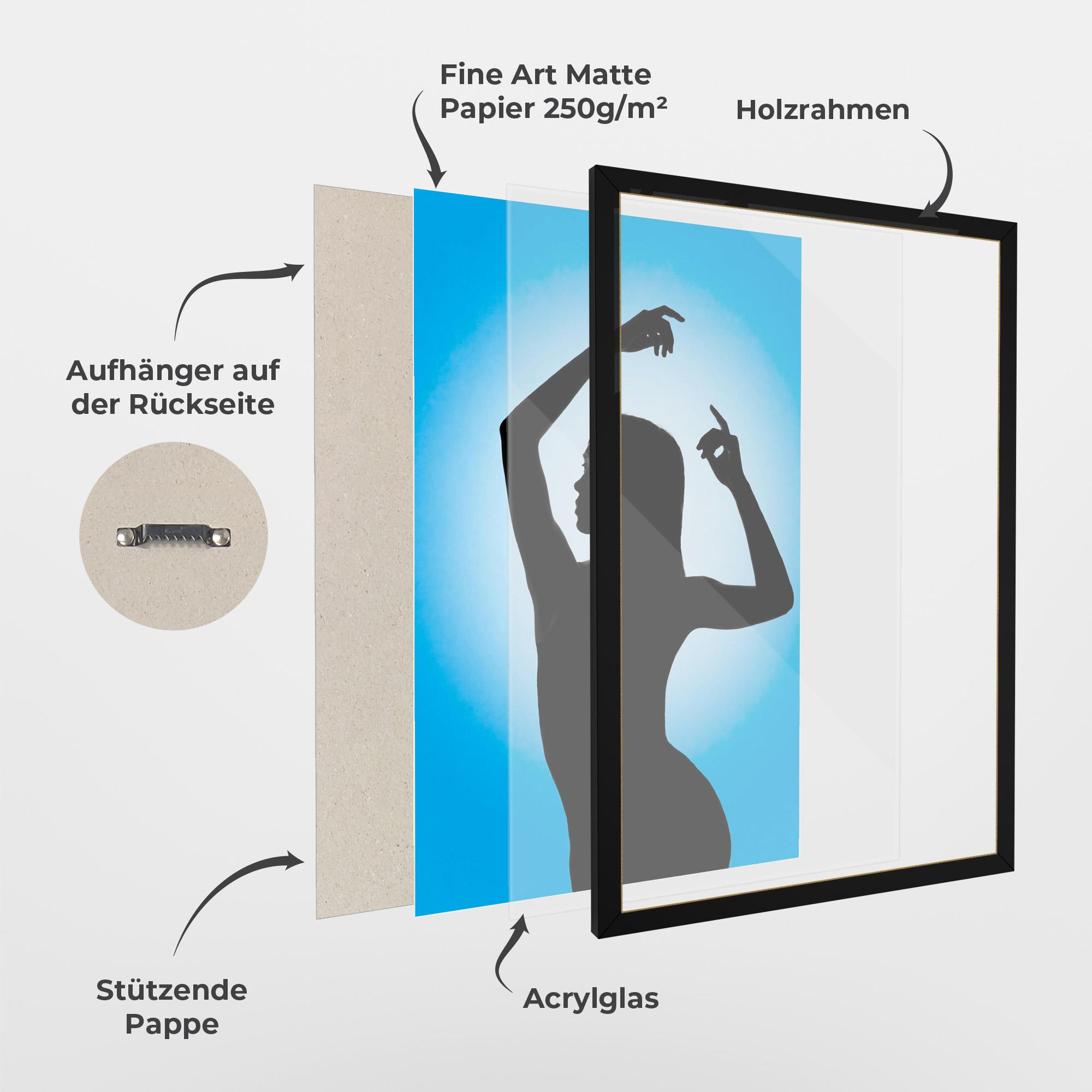 Gerahmte Poster Blue Background mockup 1