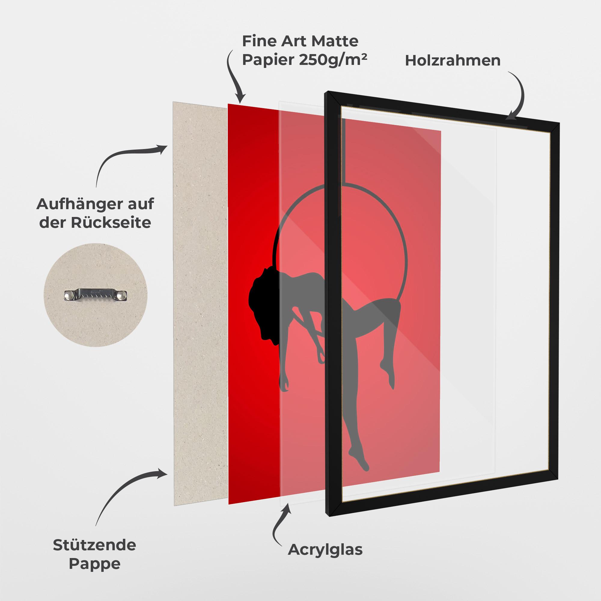 Gerahmte Poster Dancer Shilouette mockup 1