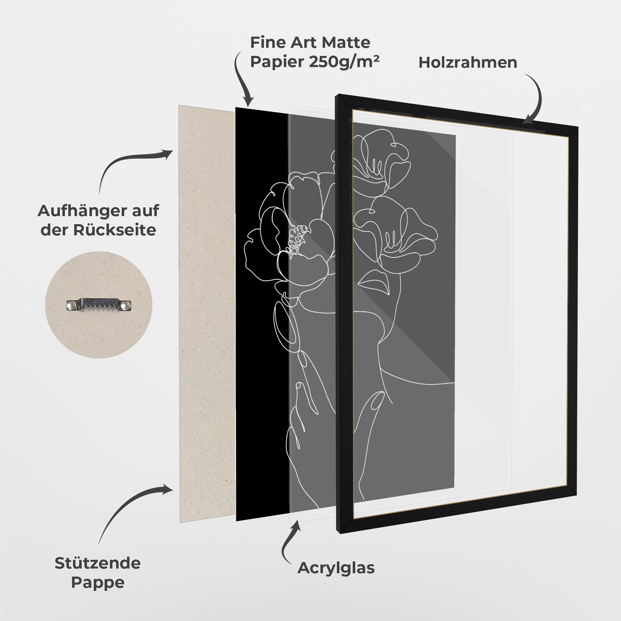 Gerahmte Poster Flower Girl Line mockup 1