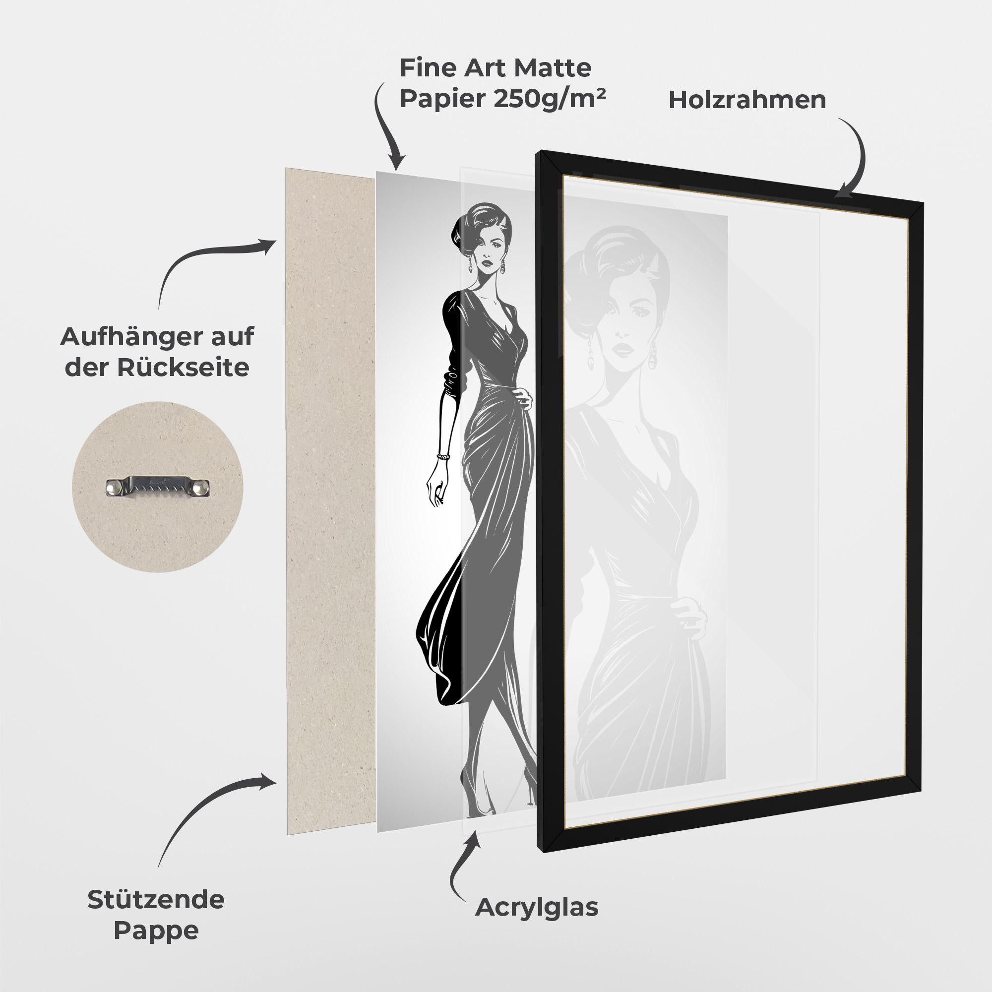 Gerahmte Poster Lady Shilouette mockup 1