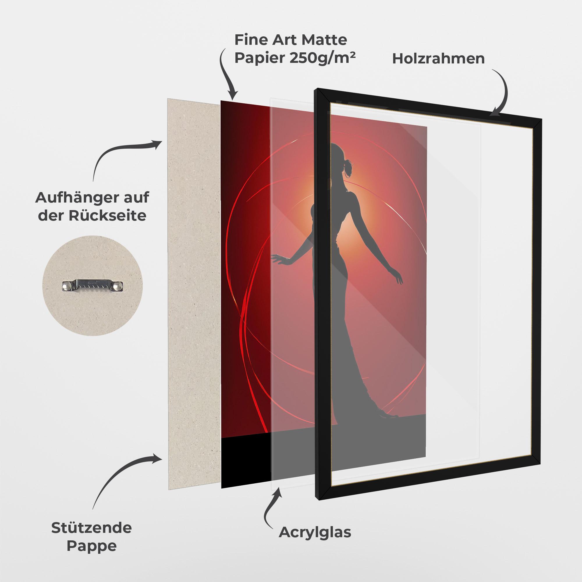 Gerahmte Poster Red Background Girl mockup 1