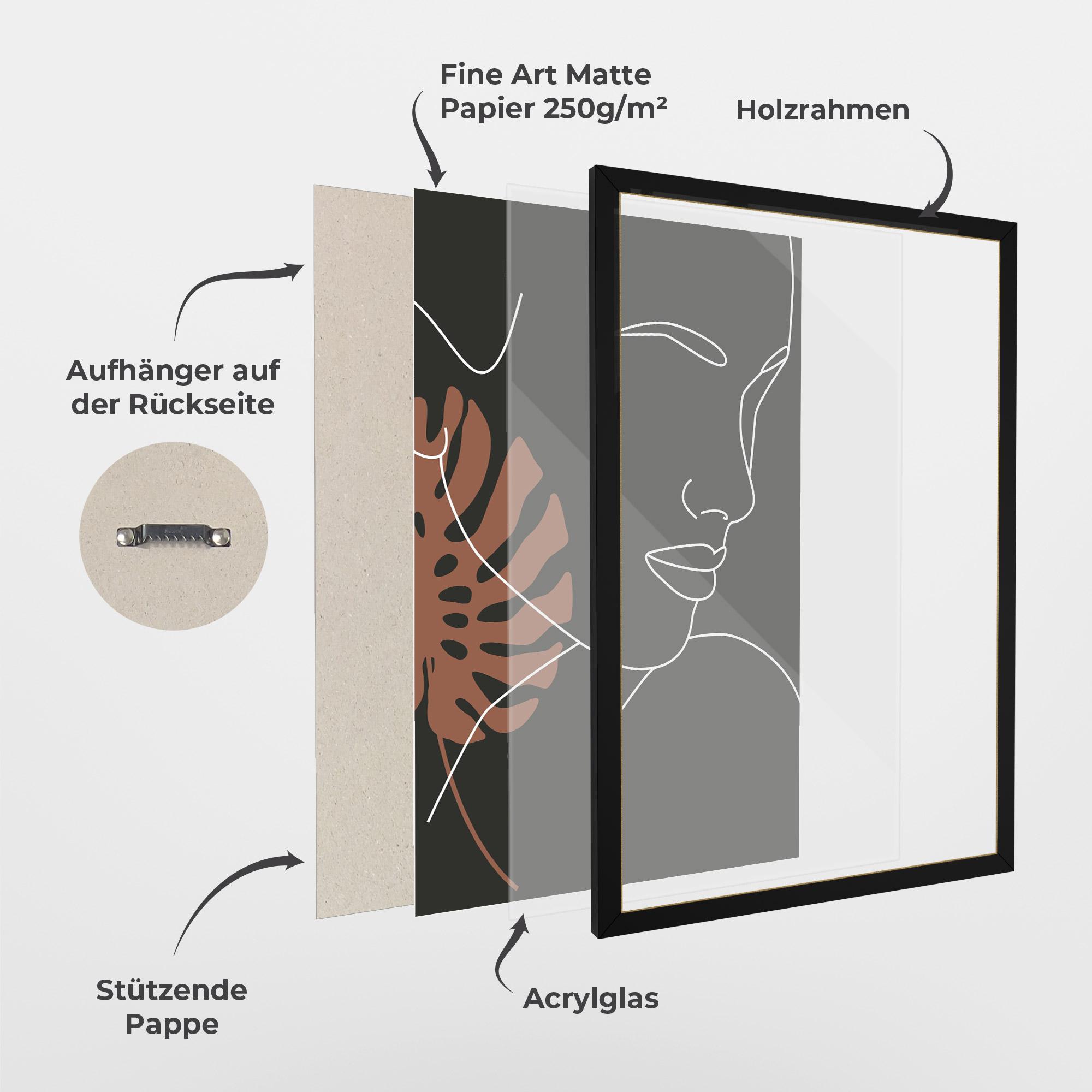 Gerahmte Poster White Line Woman mockup 1