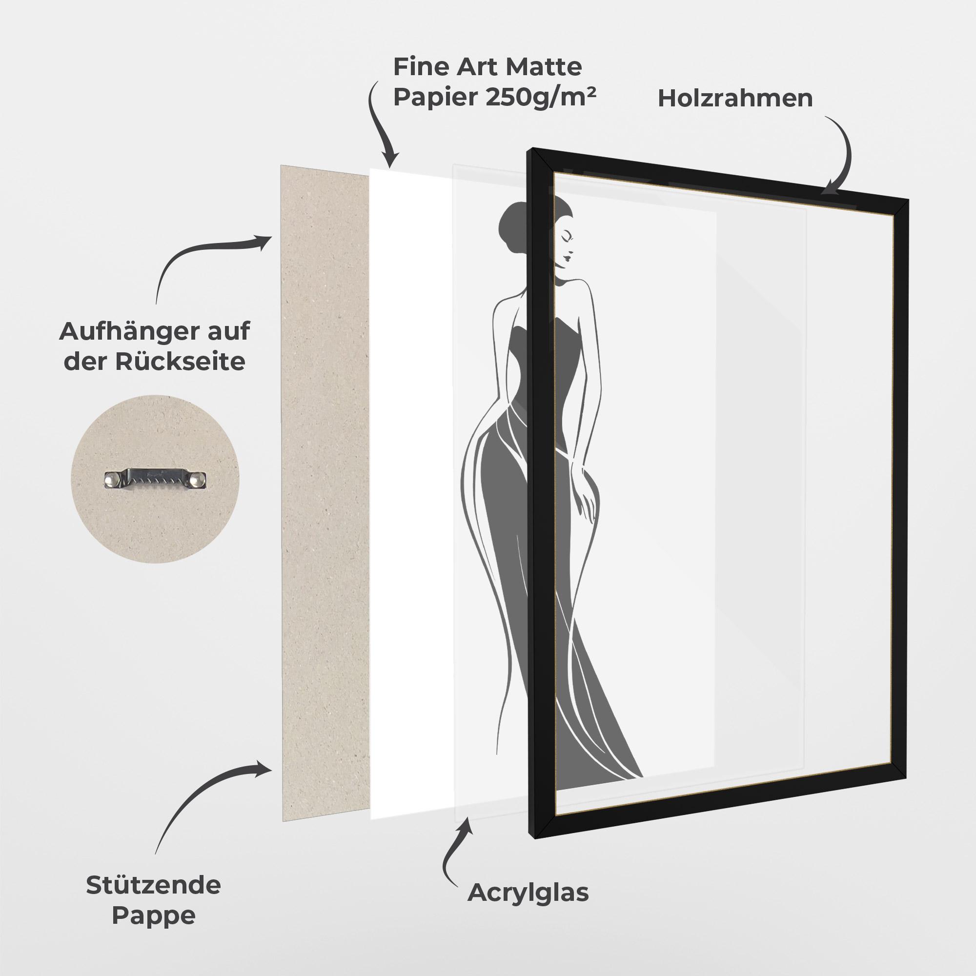 Gerahmte Poster Woman Shape Line mockup 1