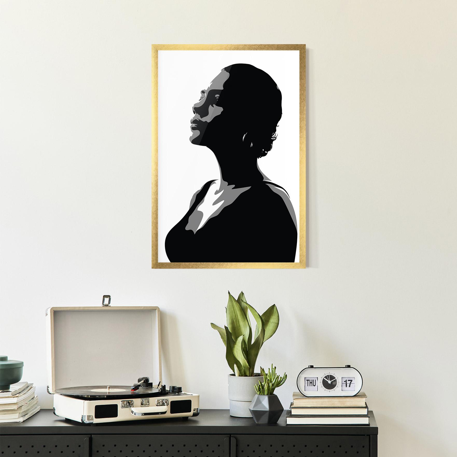 Gerahmte Poster Black Woman Shilouette mockup 2