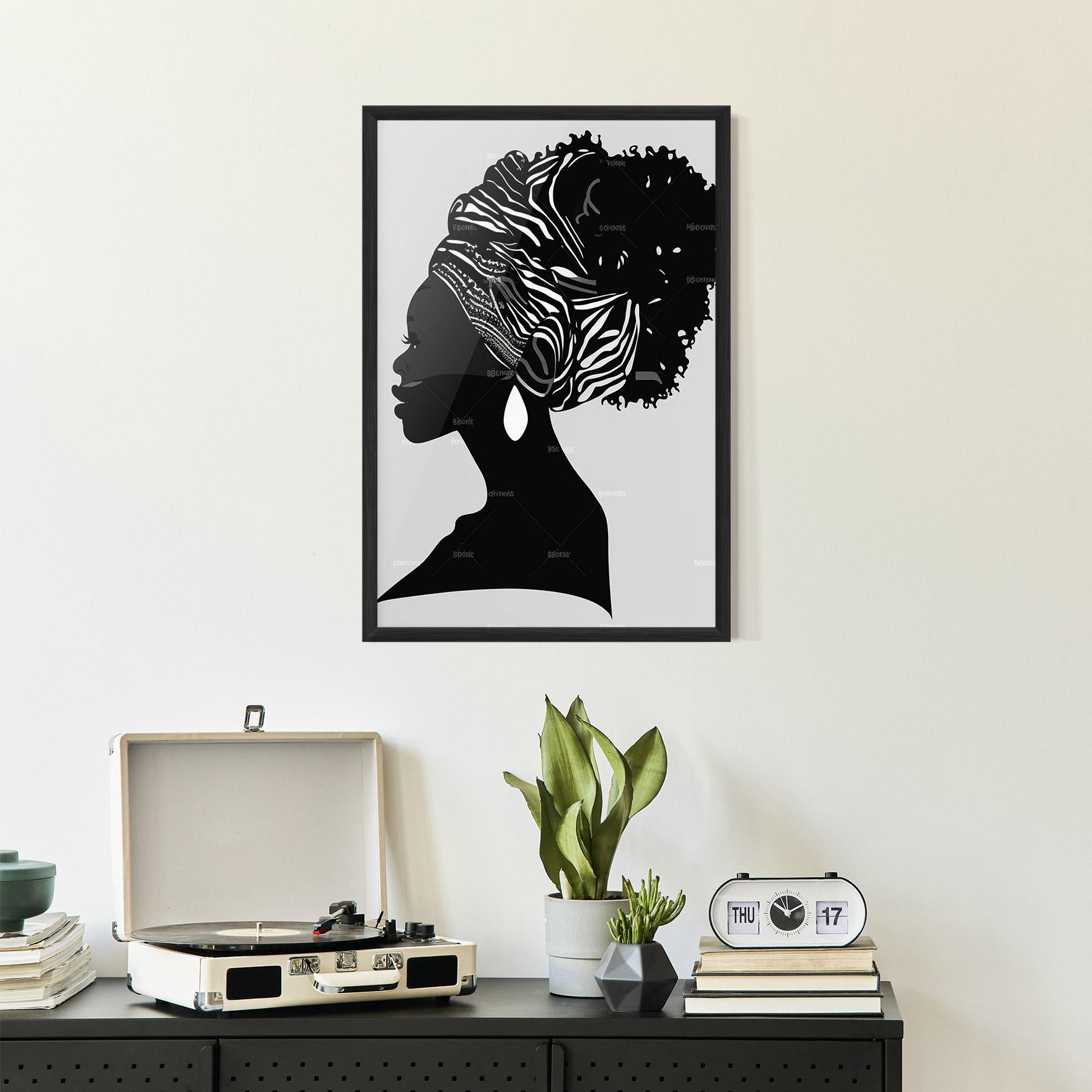 Gerahmte Poster Black Woman Silhouette mockup 2