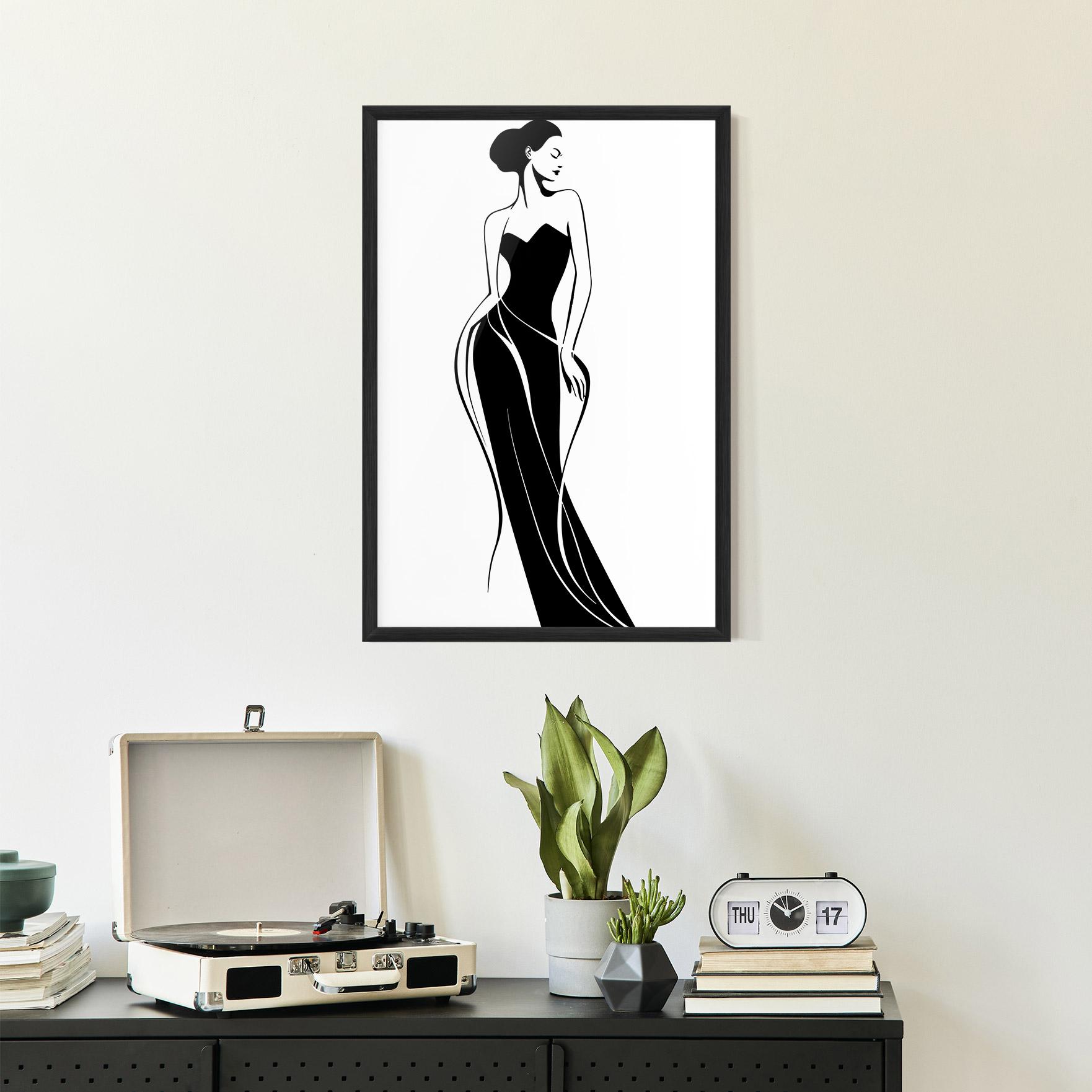 Gerahmte Poster Woman Shape Line mockup 2