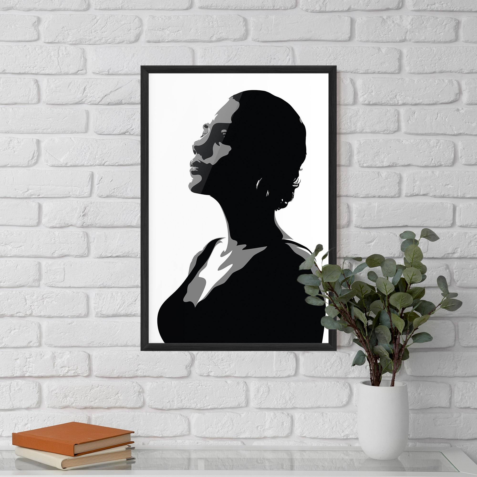 Gerahmte Poster Black Woman Shilouette mockup 5