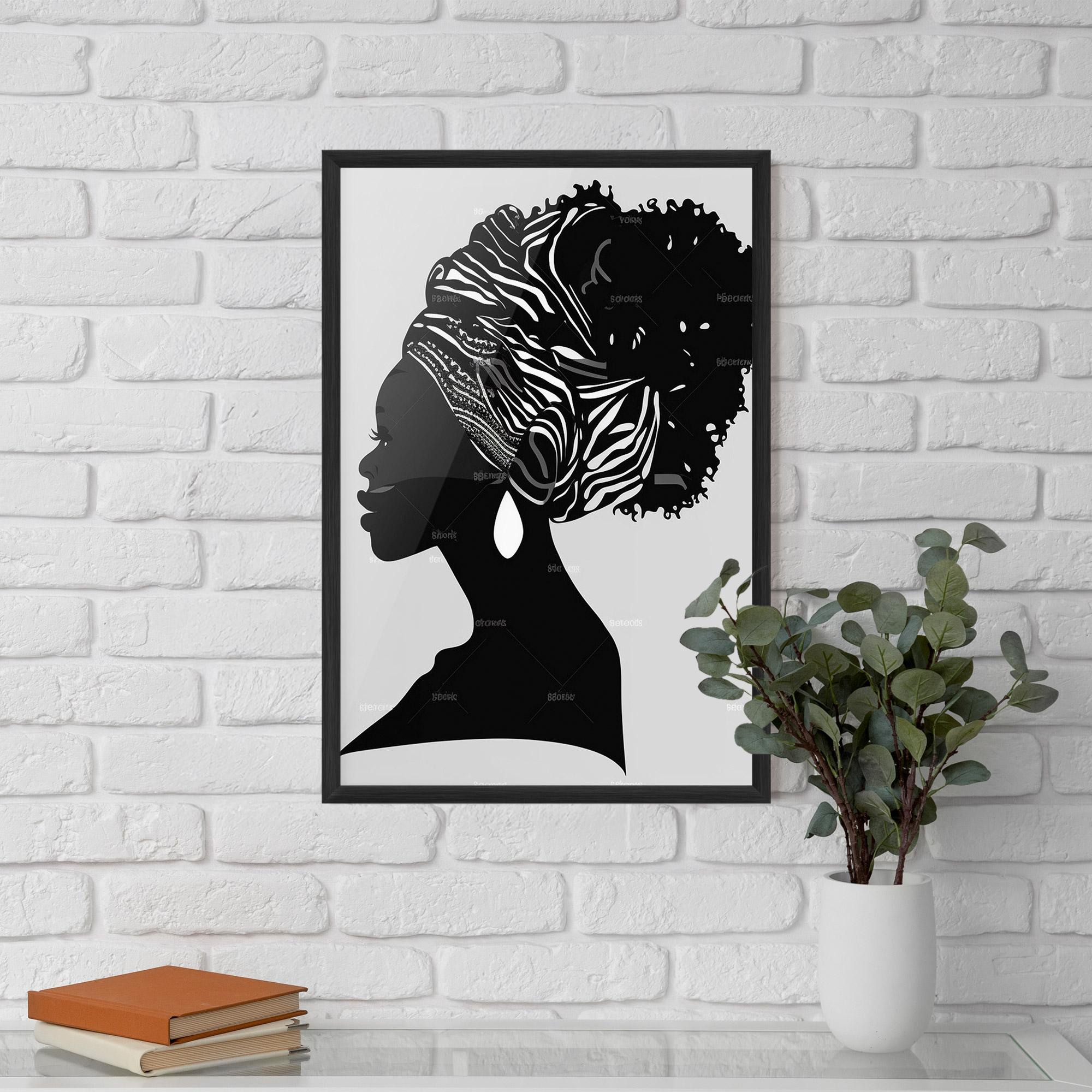 Gerahmte Poster Black Woman Silhouette mockup 5