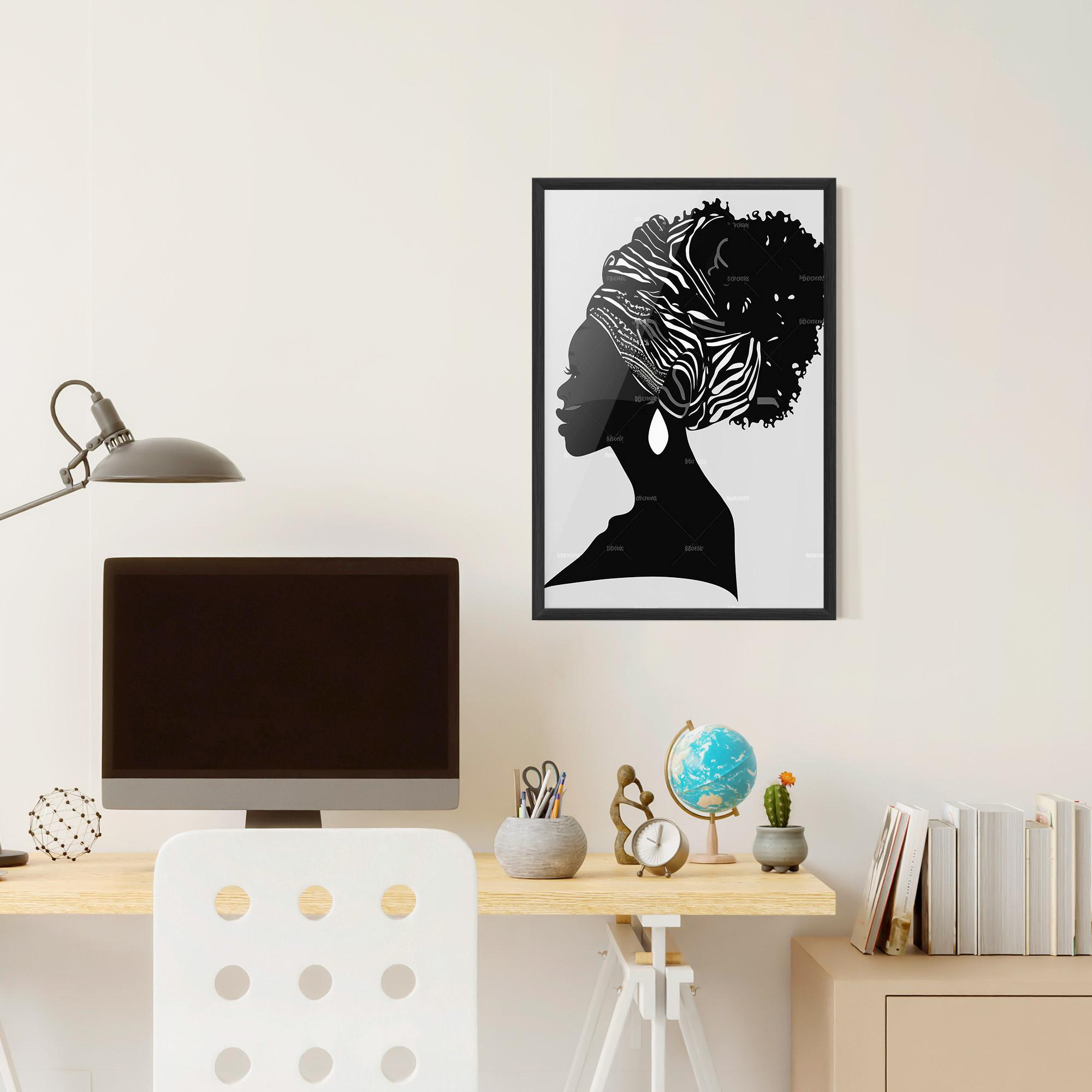 Gerahmte Poster Black Woman Silhouette mockup 6
