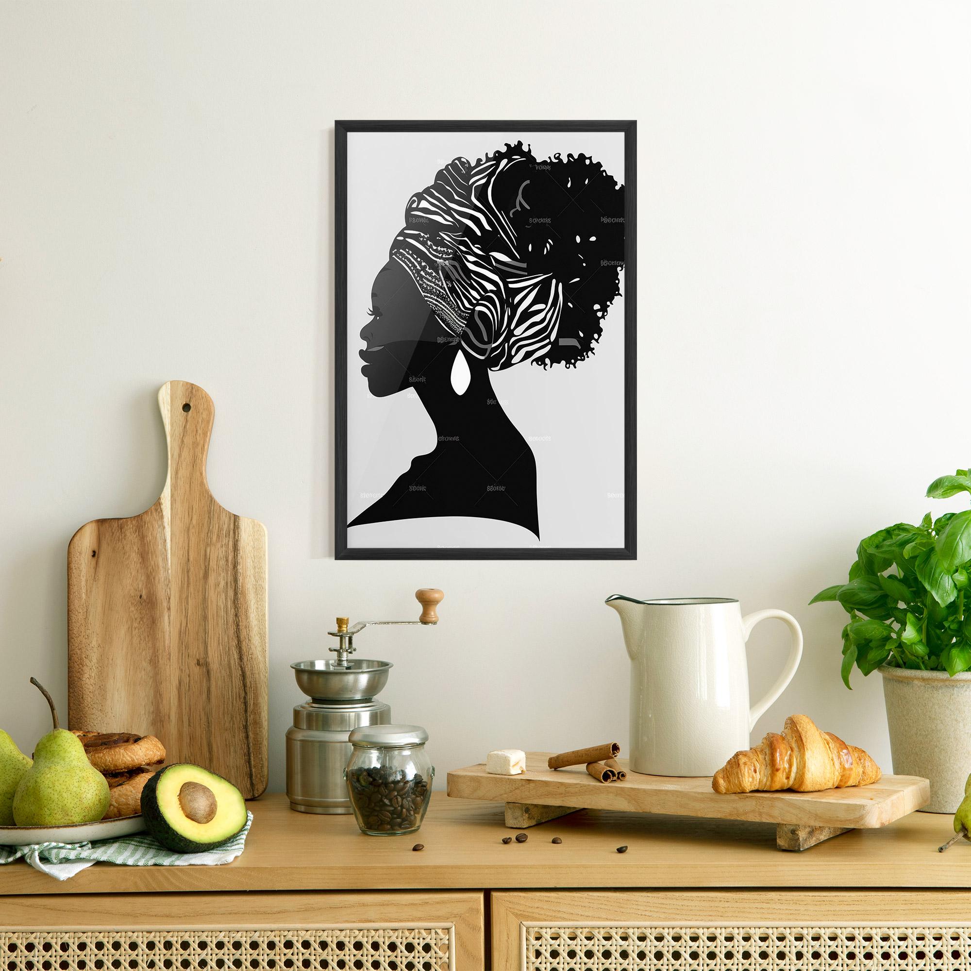 Gerahmte Poster Black Woman Silhouette mockup 8
