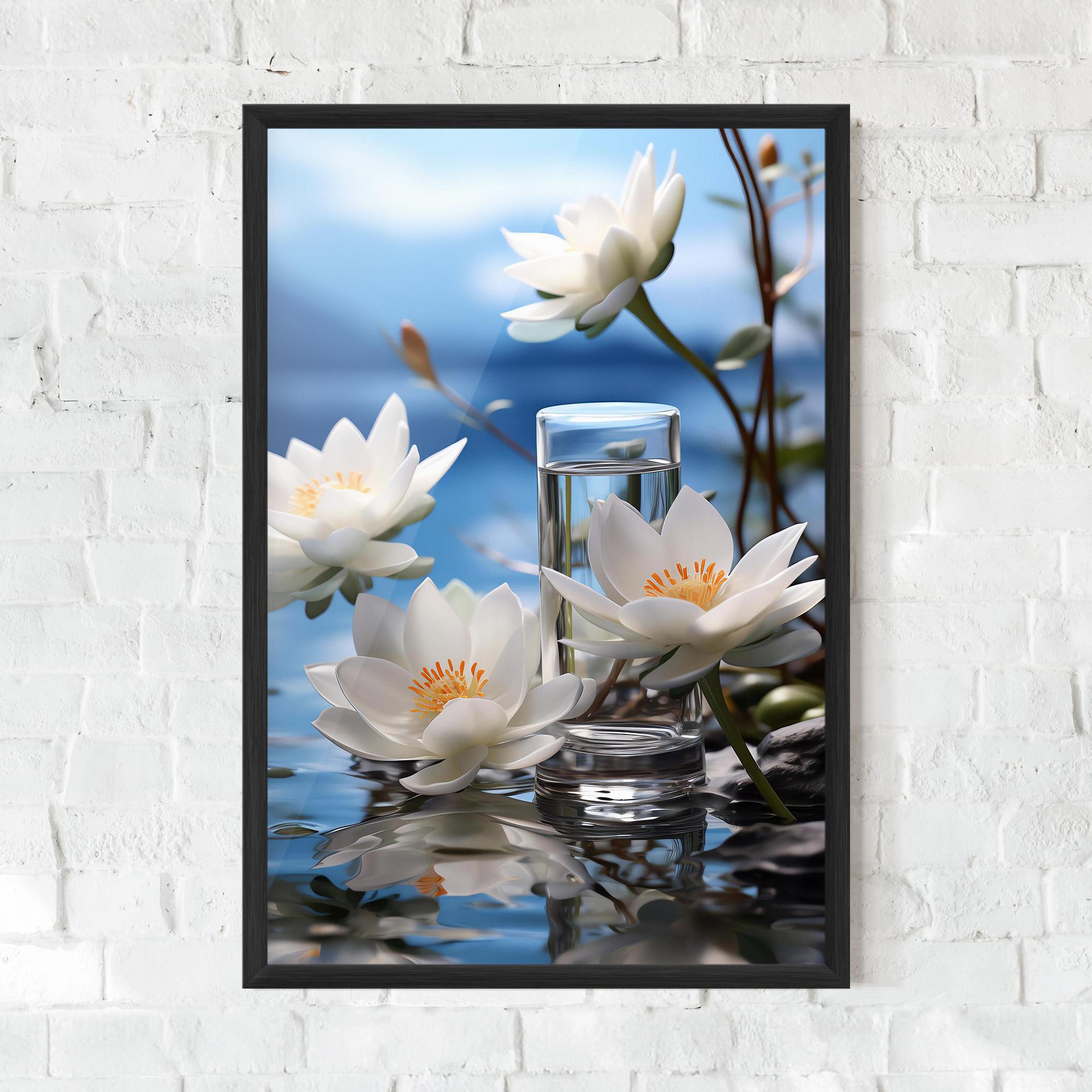 Gerahmte Poster Flower Water Glass mockup 0