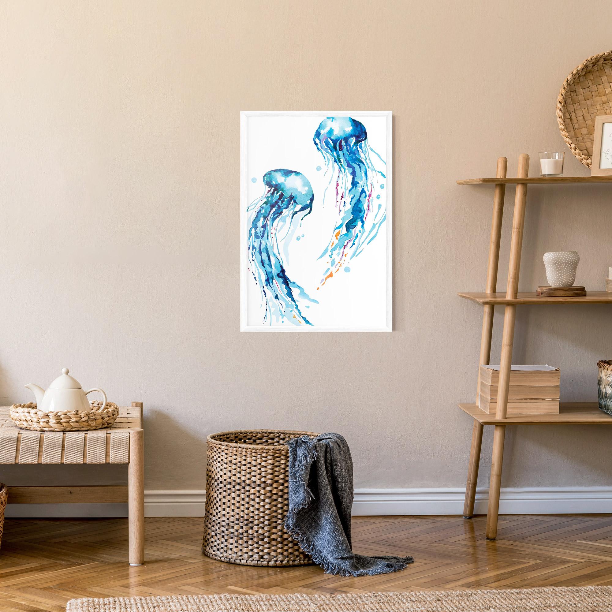 Gerahmte Poster Jellyfish Watercolor mockup 9