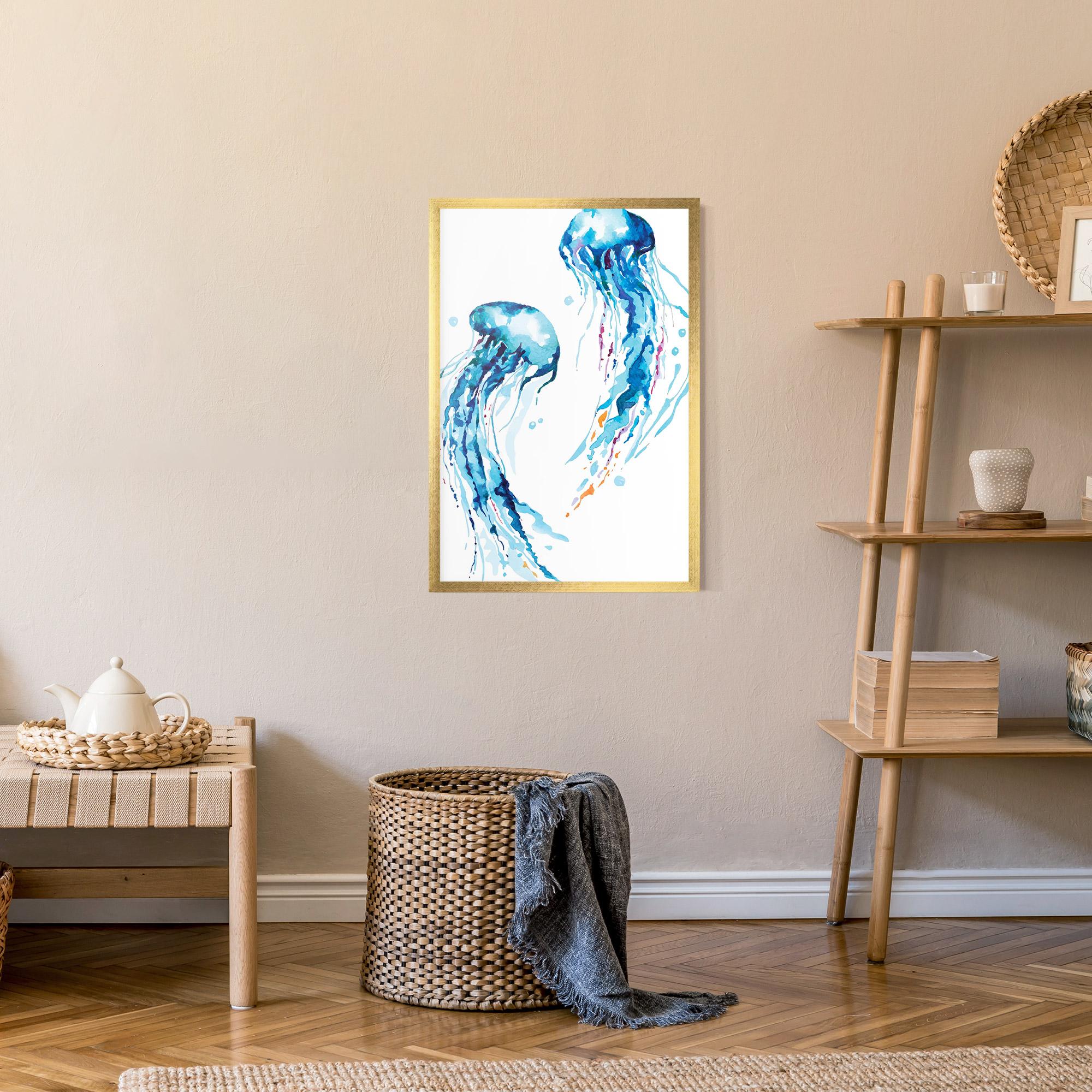 Gerahmte Poster Jellyfish Watercolor mockup 9