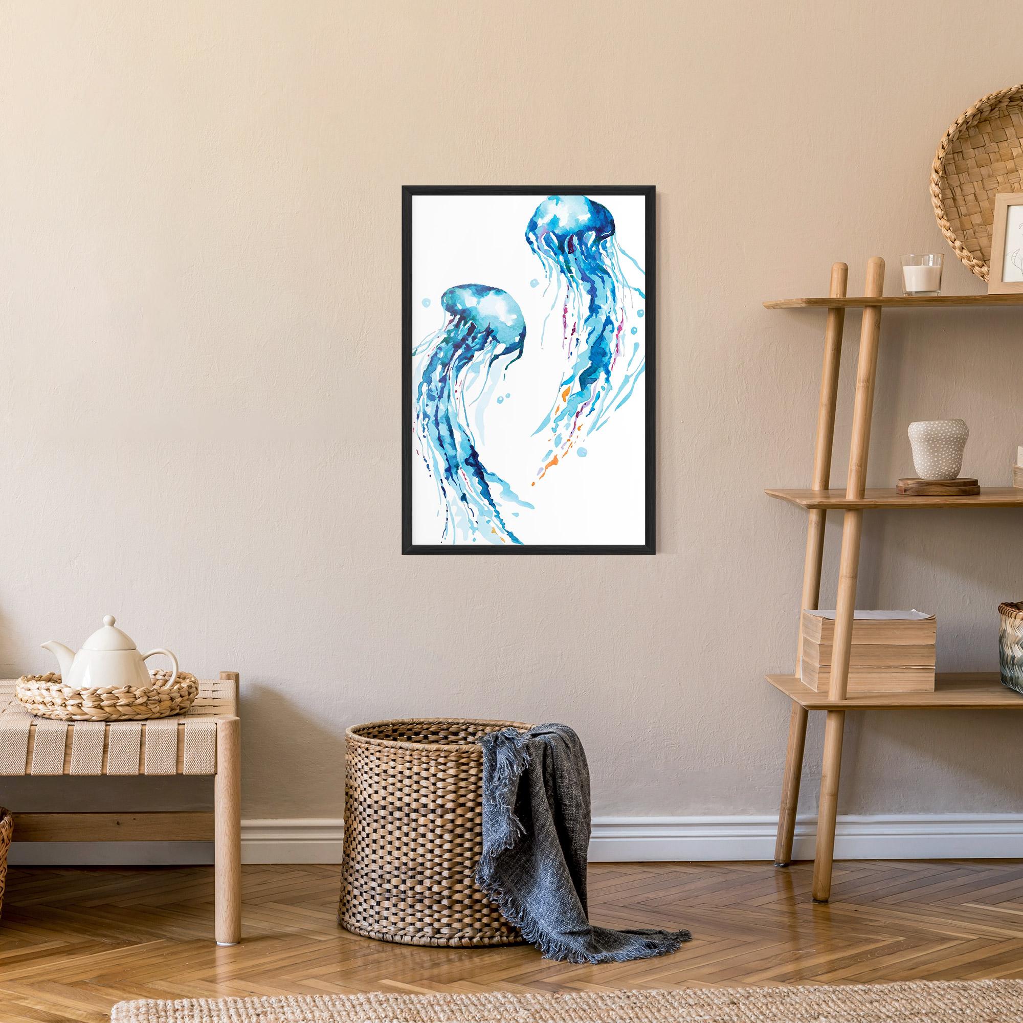 Gerahmte Poster Jellyfish Watercolor mockup 9