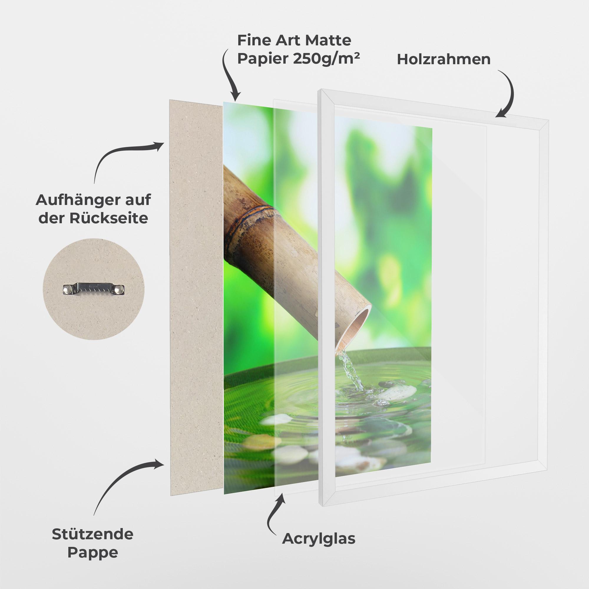 Gerahmte Poster Bamboo Fountain mockup 1