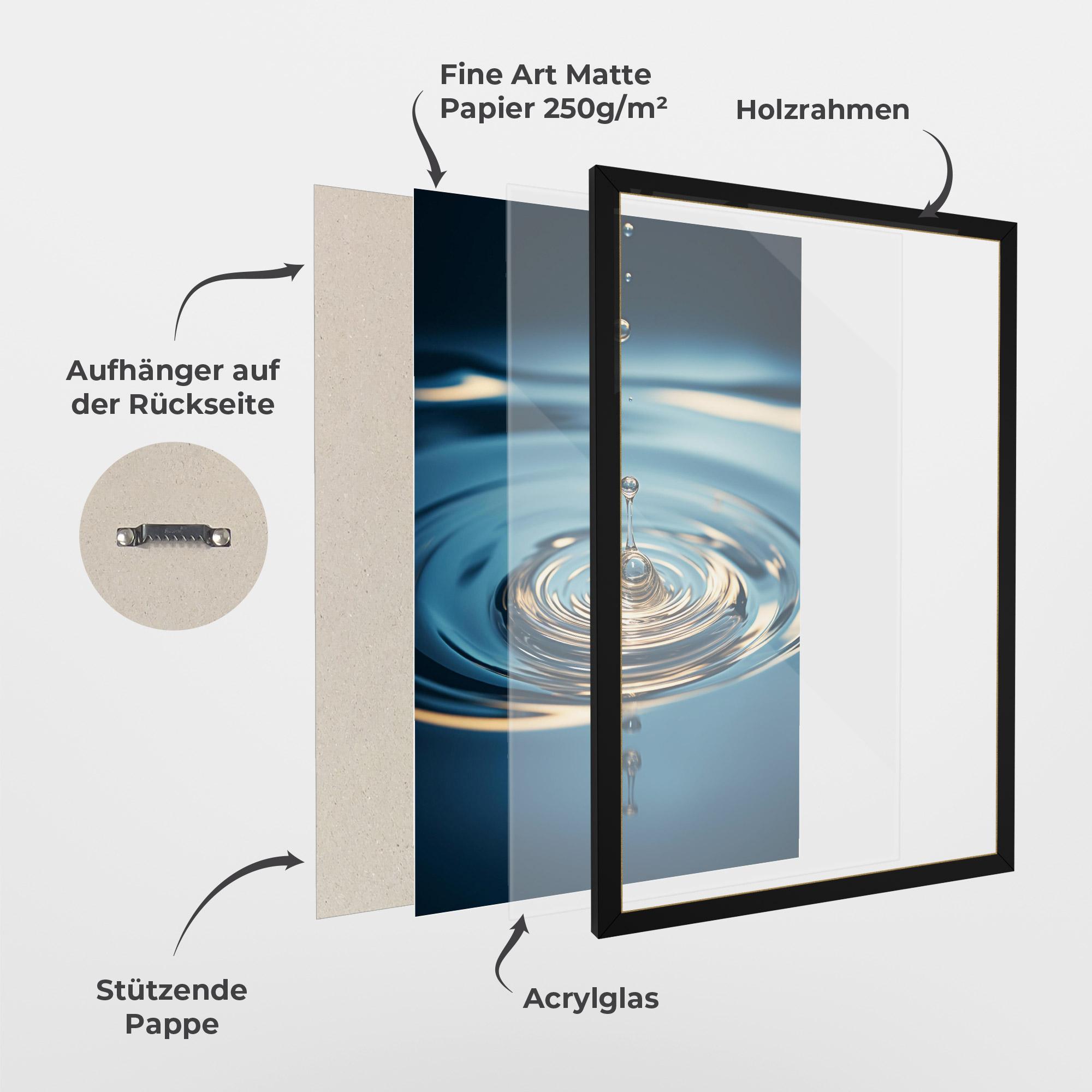 Gerahmte Poster Cream Water Drop mockup 1