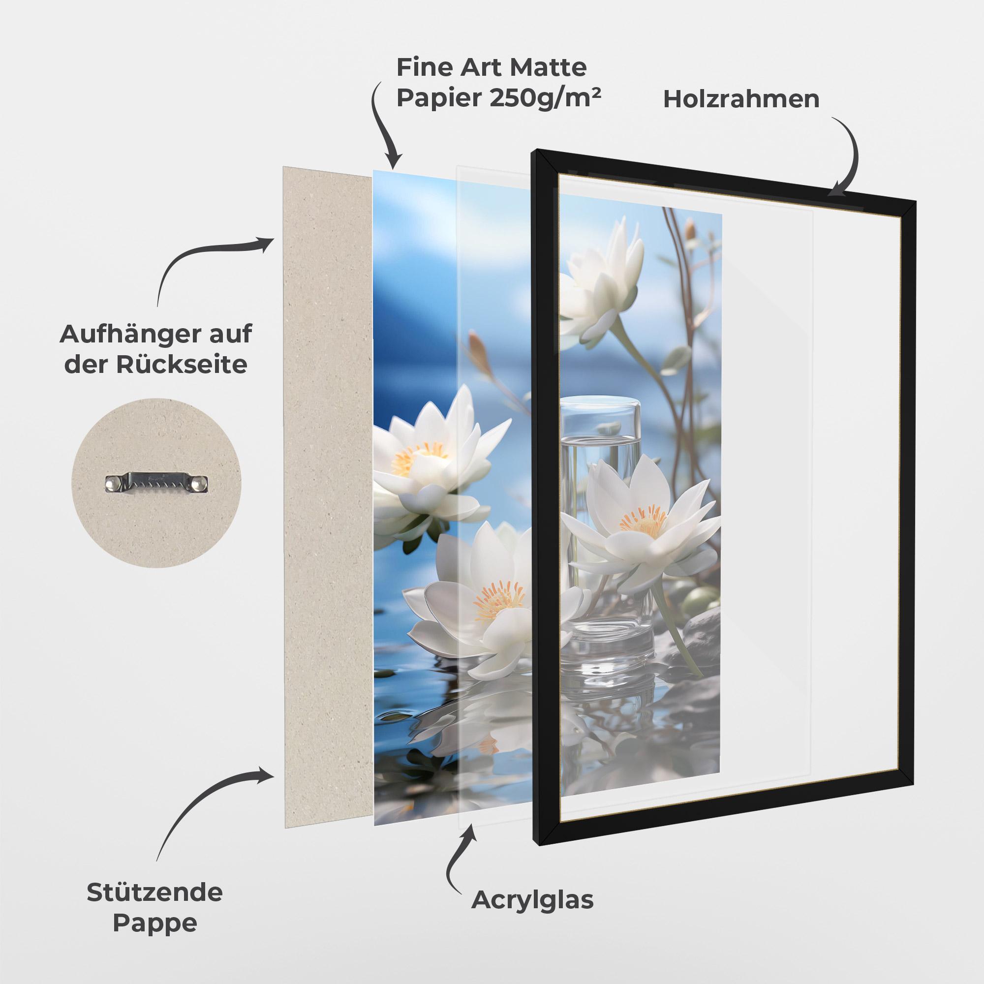 Gerahmte Poster Flower Water Glass mockup 1