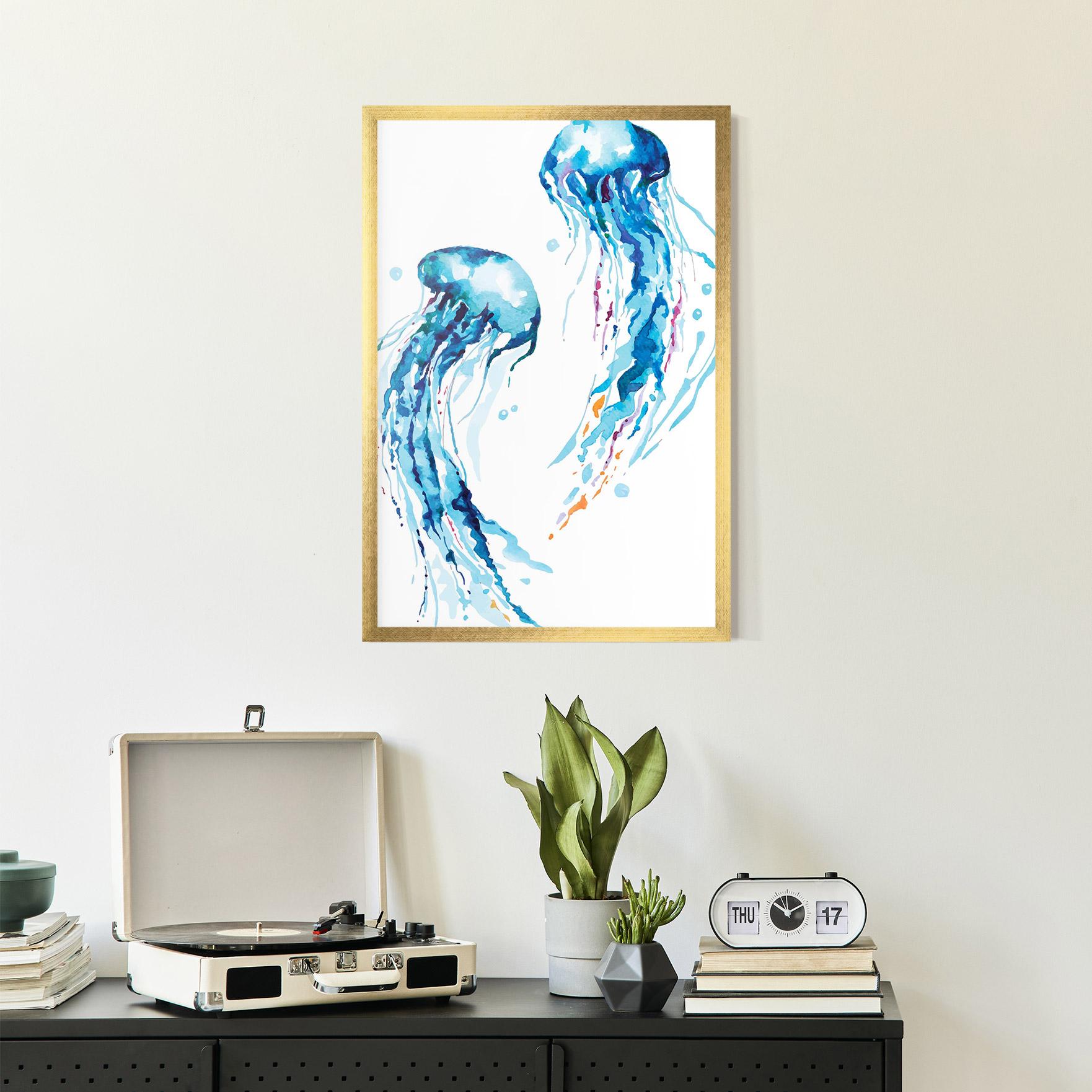 Gerahmte Poster Jellyfish Watercolor mockup 2
