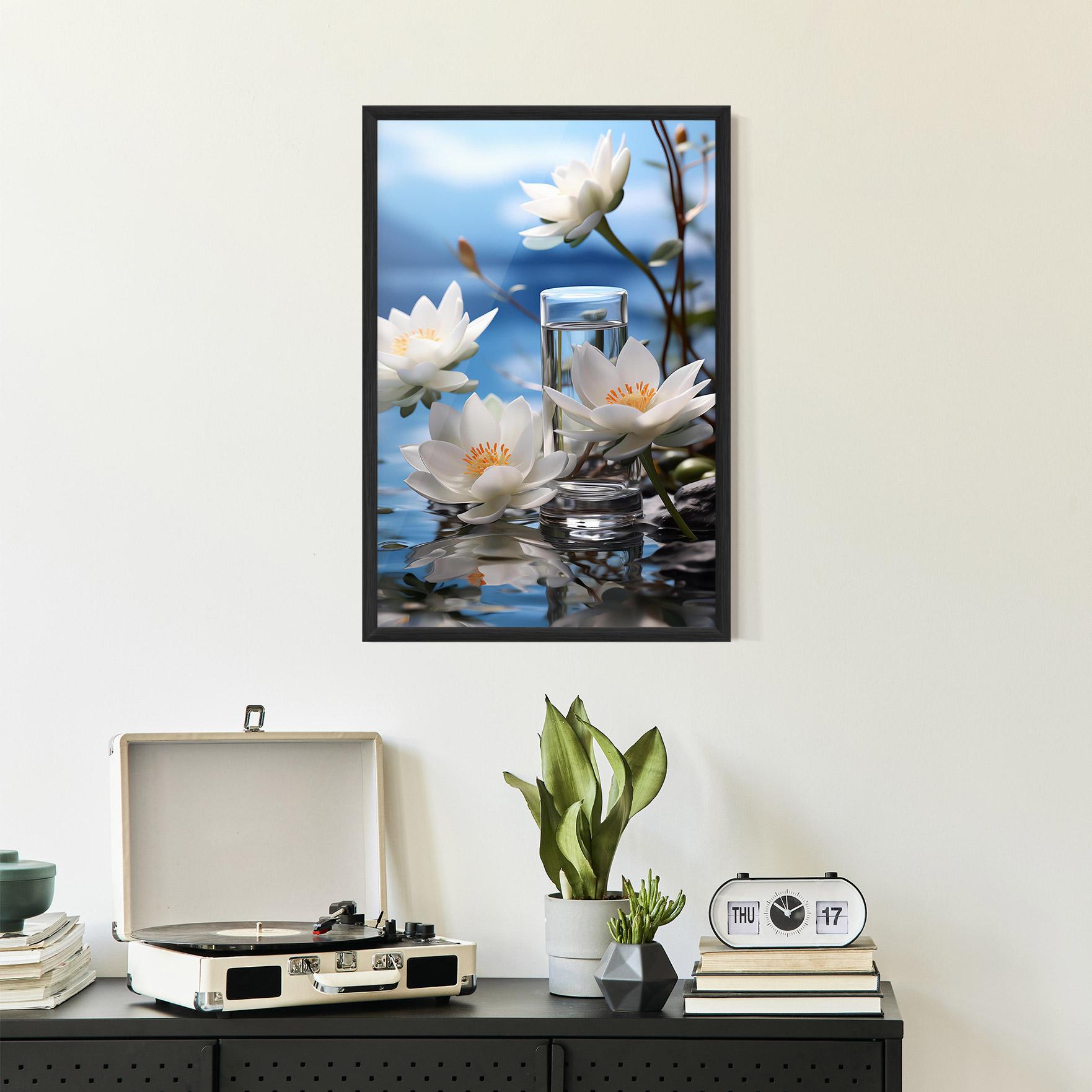 Gerahmte Poster Flower Water Glass mockup 2