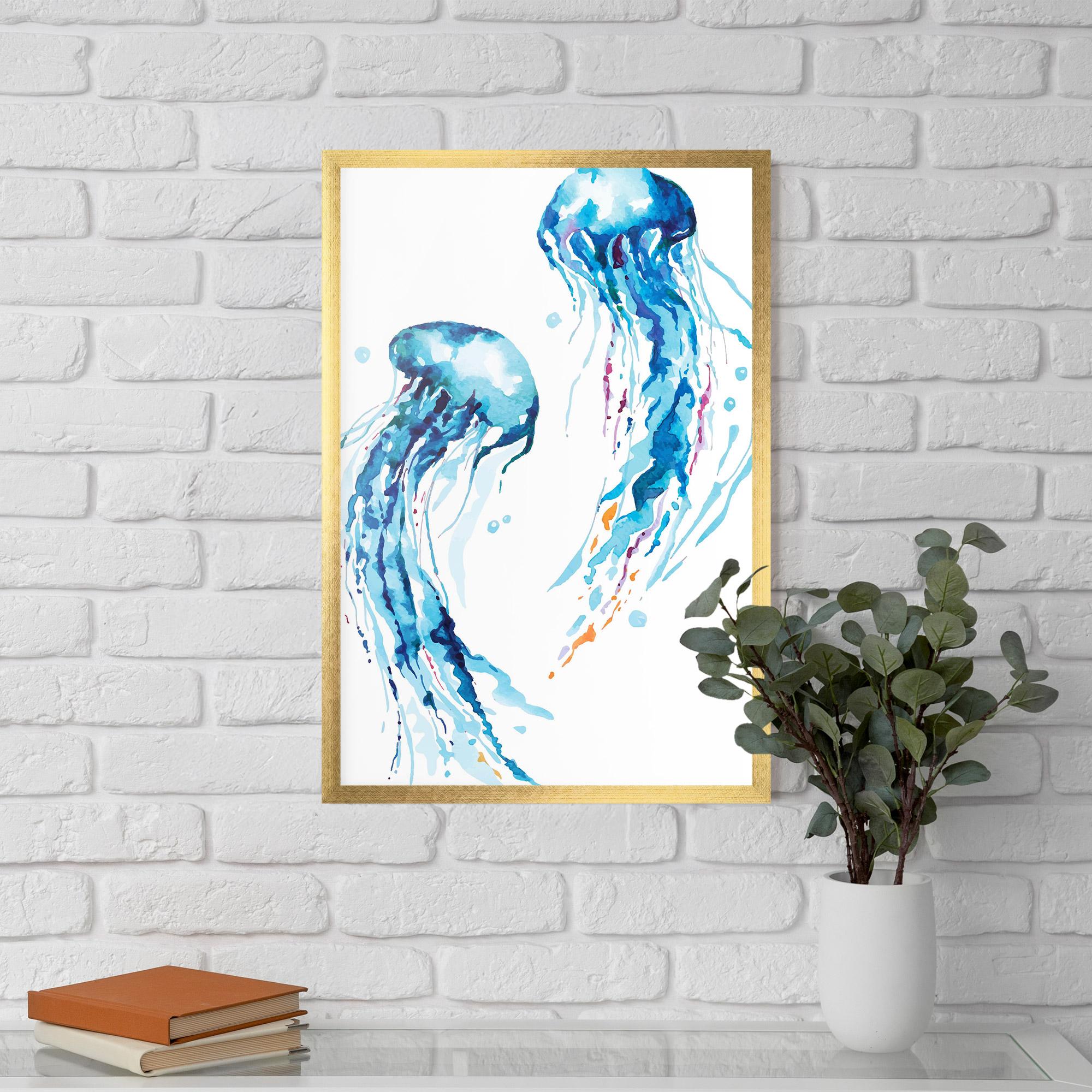 Gerahmte Poster Jellyfish Watercolor mockup 5