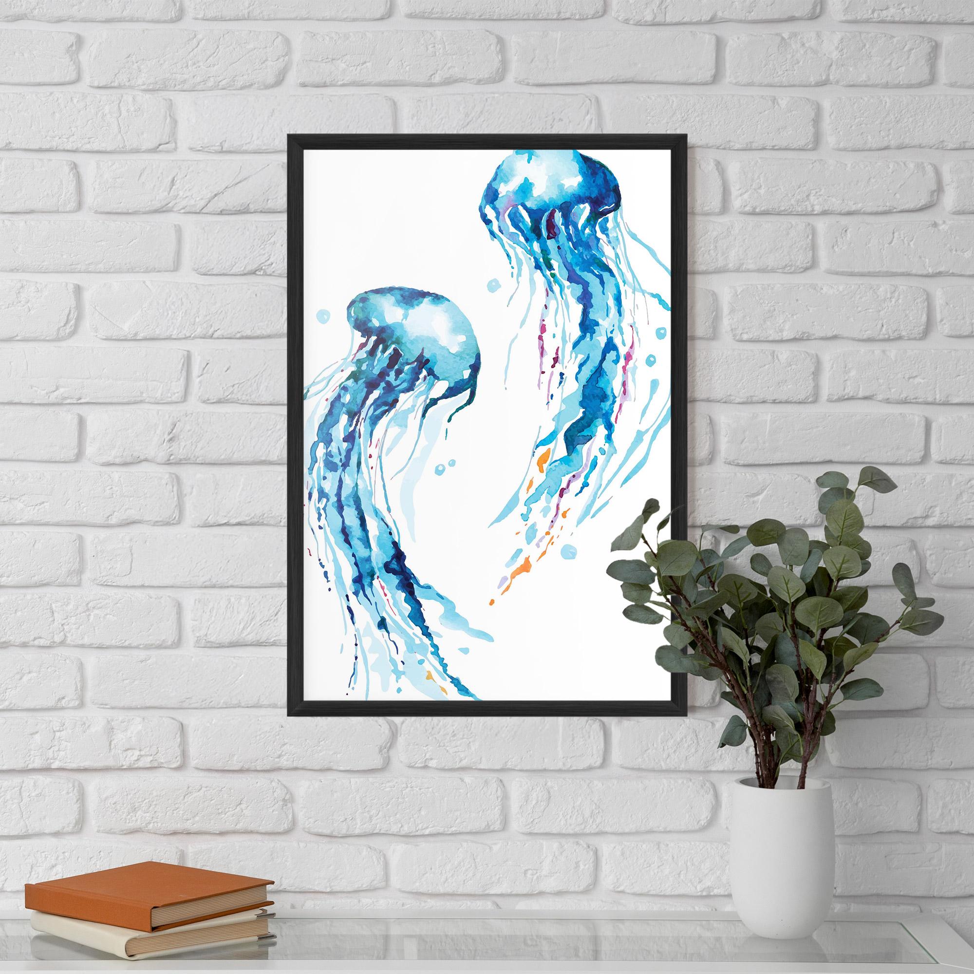 Gerahmte Poster Jellyfish Watercolor mockup 5