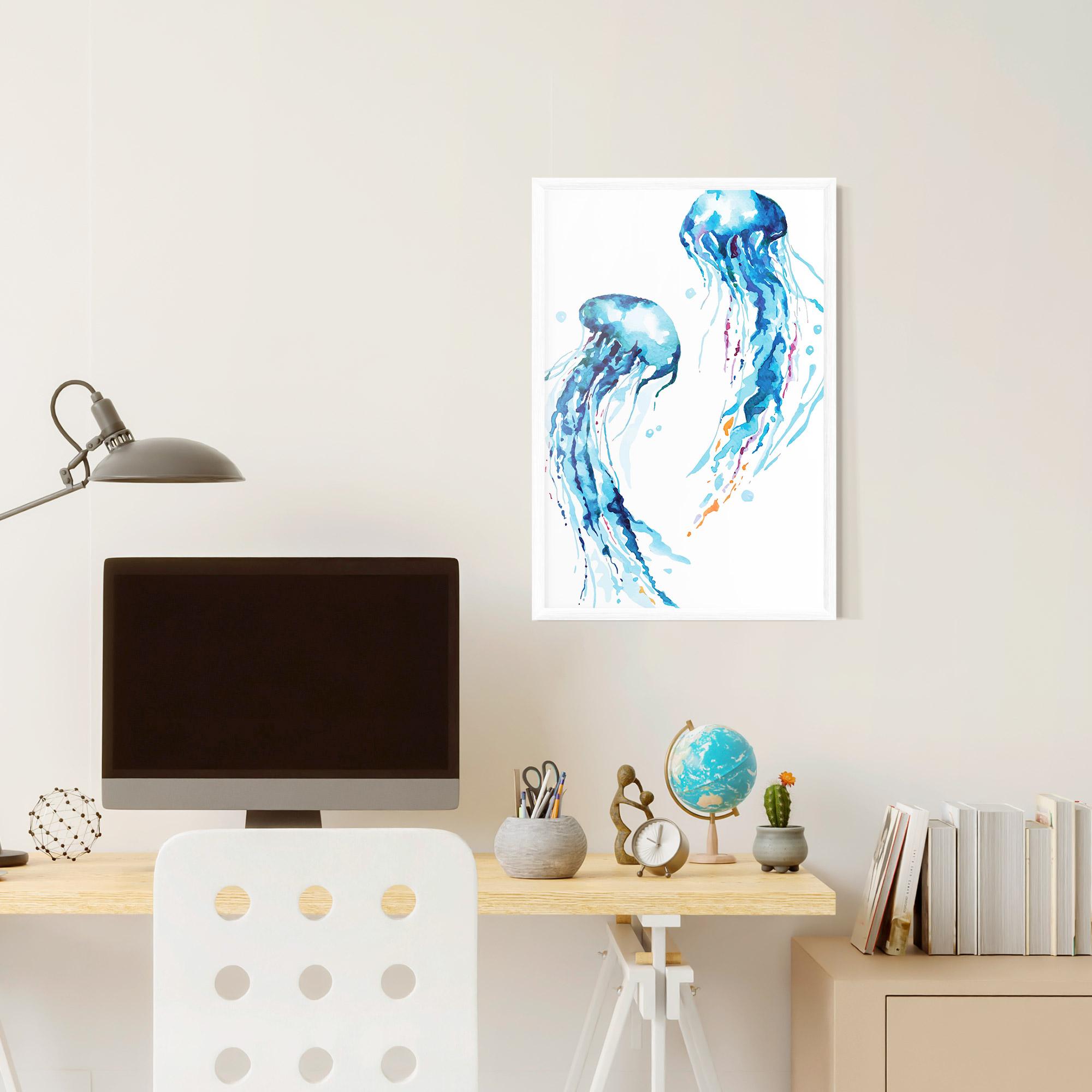 Gerahmte Poster Jellyfish Watercolor mockup 6