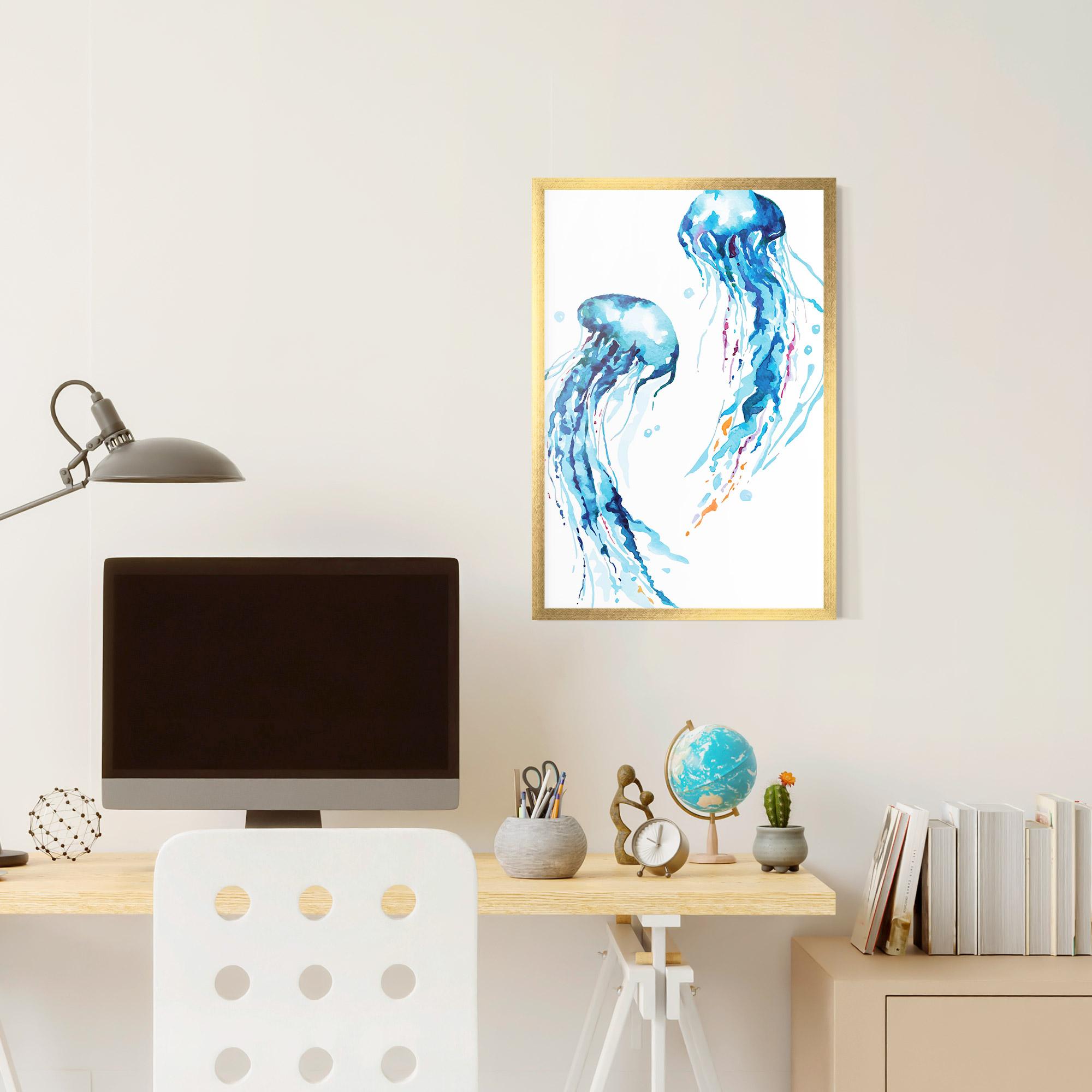 Gerahmte Poster Jellyfish Watercolor mockup 6