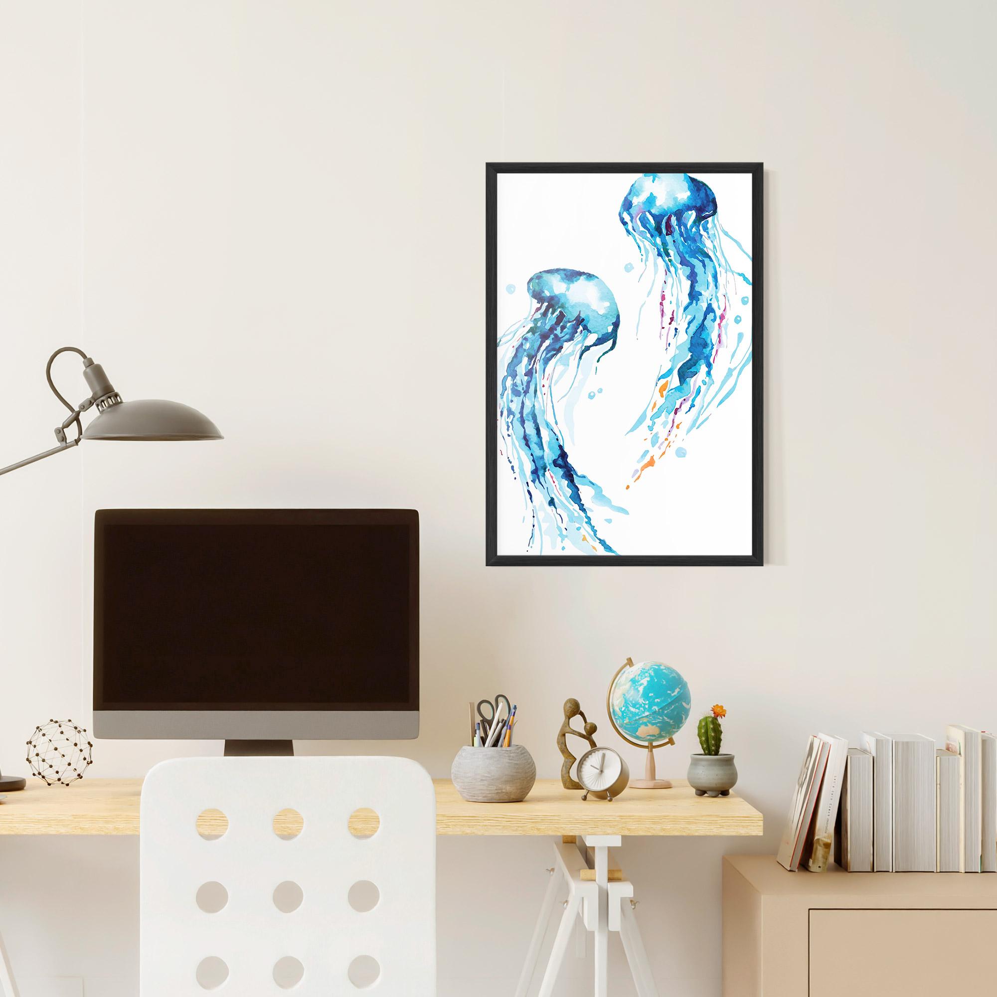 Gerahmte Poster Jellyfish Watercolor mockup 6