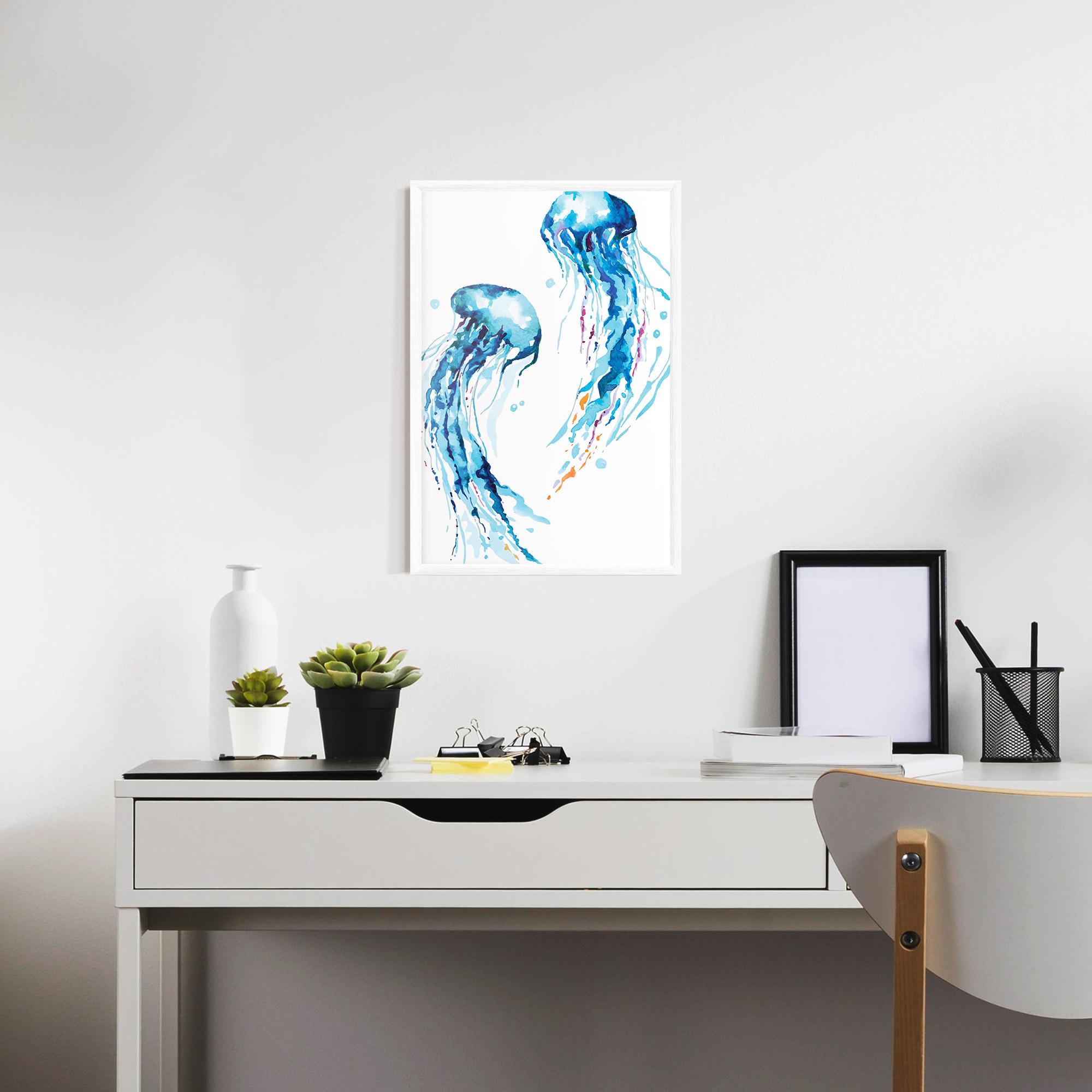 Gerahmte Poster Jellyfish Watercolor mockup 7