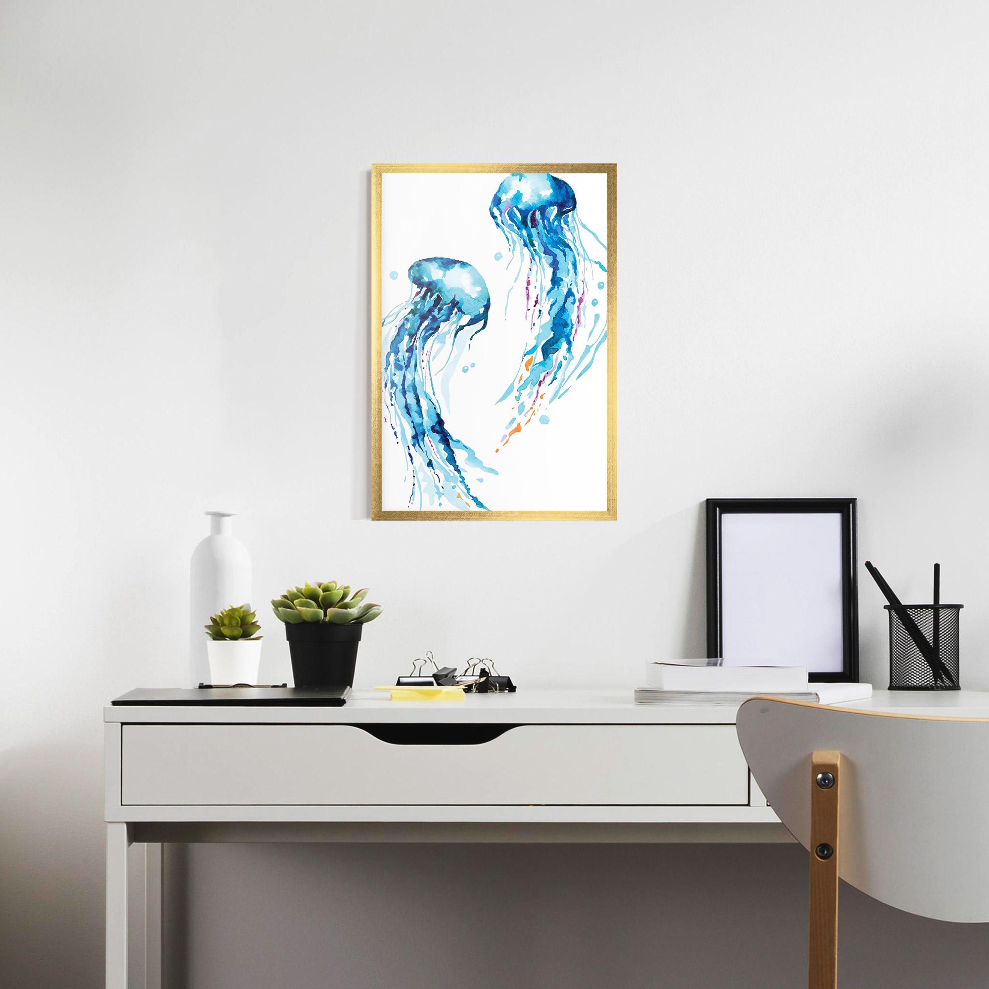 Gerahmte Poster Jellyfish Watercolor mockup 7