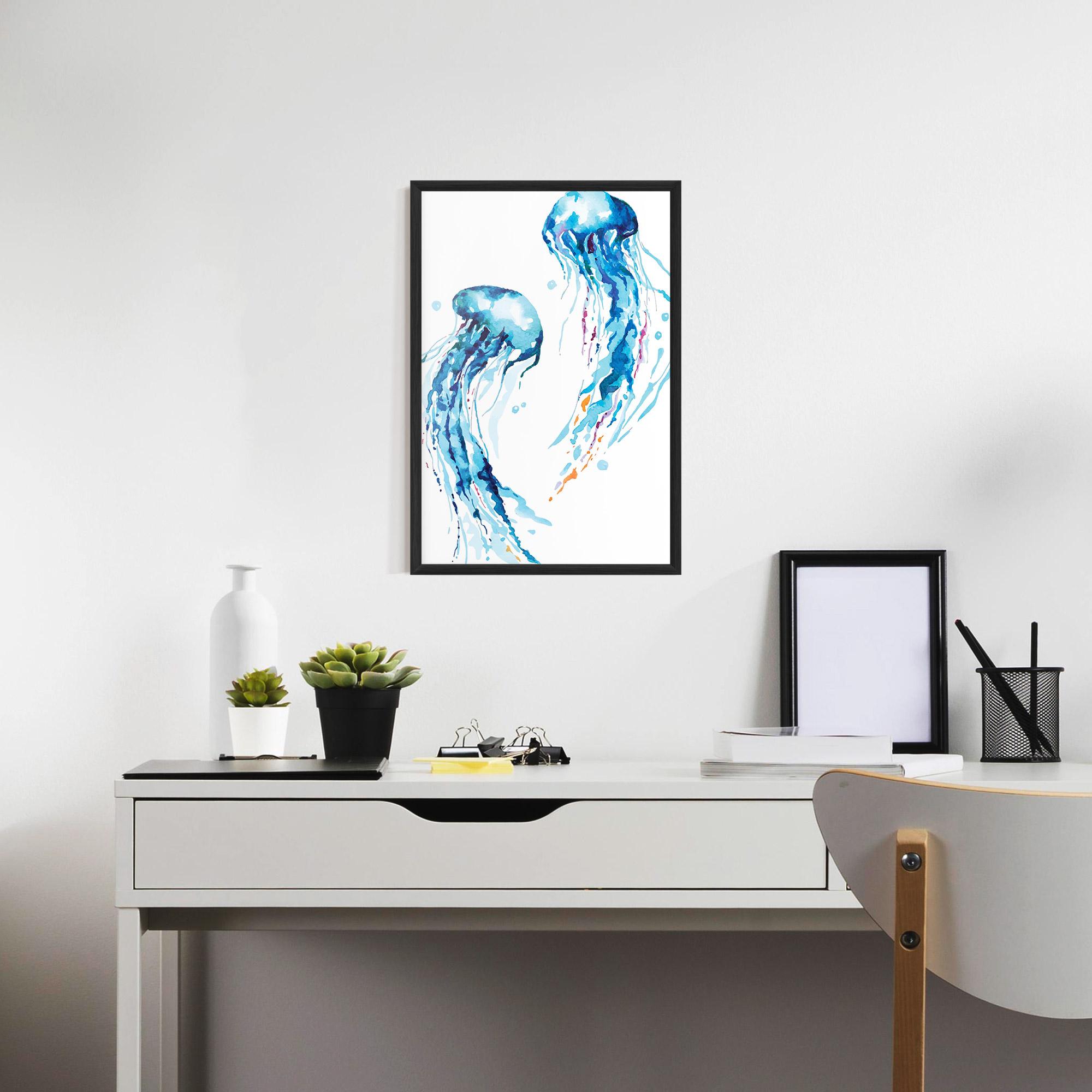 Gerahmte Poster Jellyfish Watercolor mockup 7