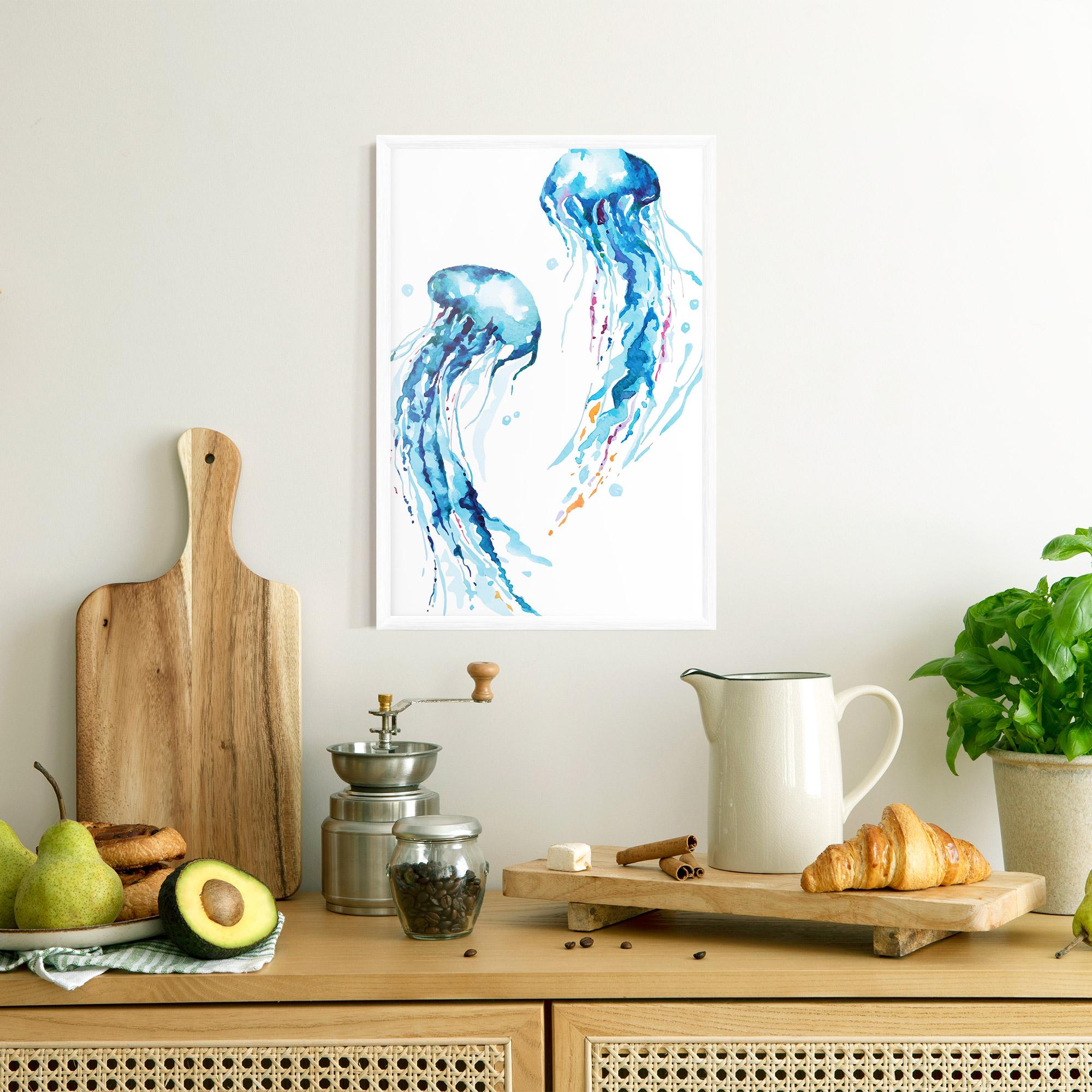 Gerahmte Poster Jellyfish Watercolor mockup 8