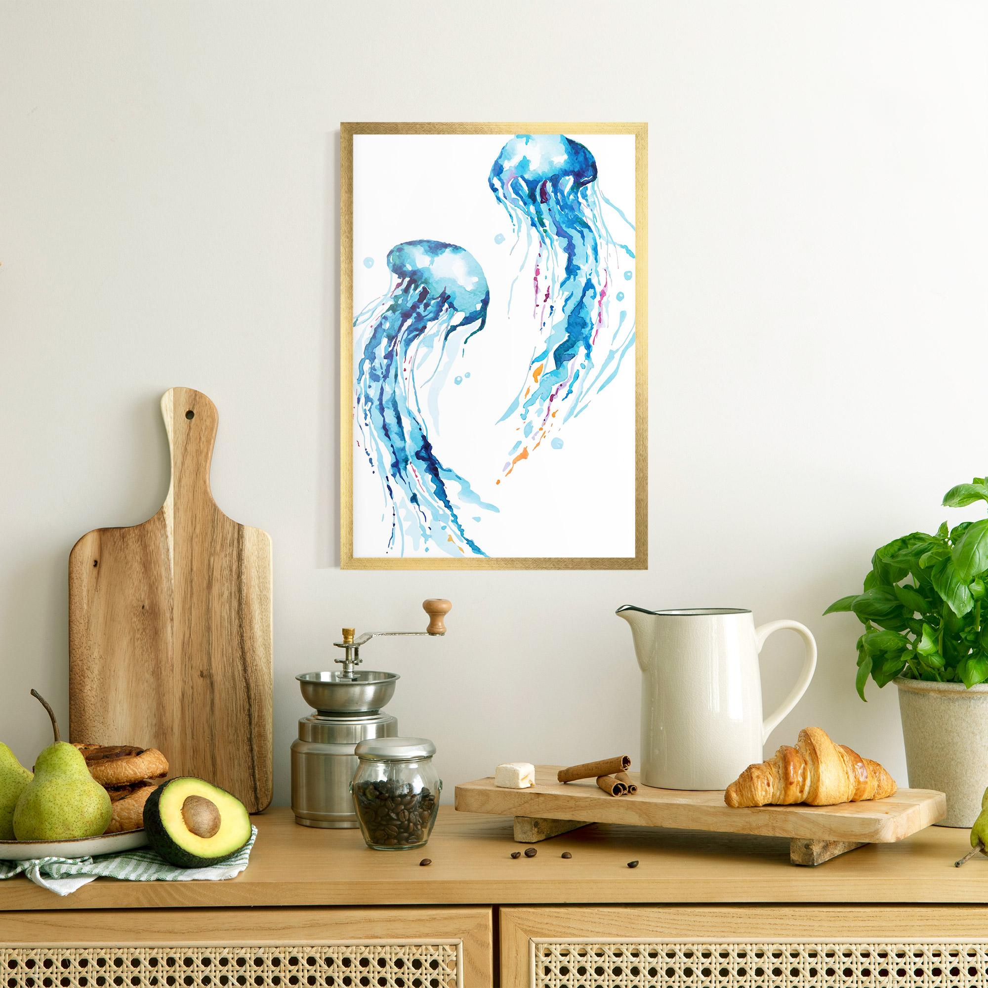 Gerahmte Poster Jellyfish Watercolor mockup 8